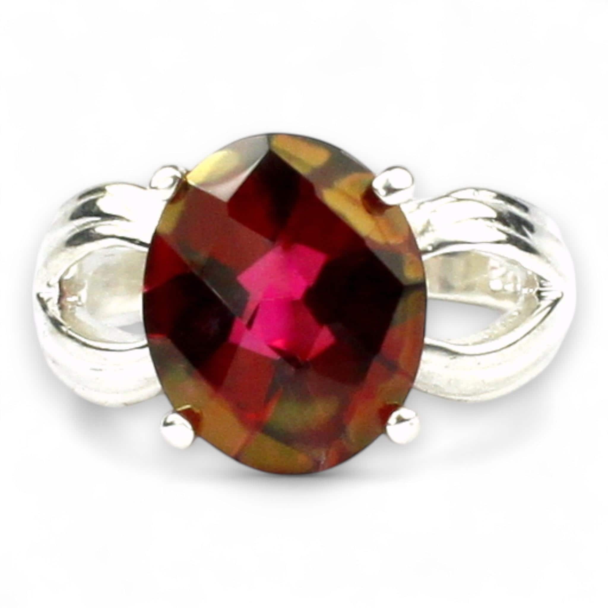 Crimson Fire Topaz, 925 Sterling Silver Ladies Ring, SR361