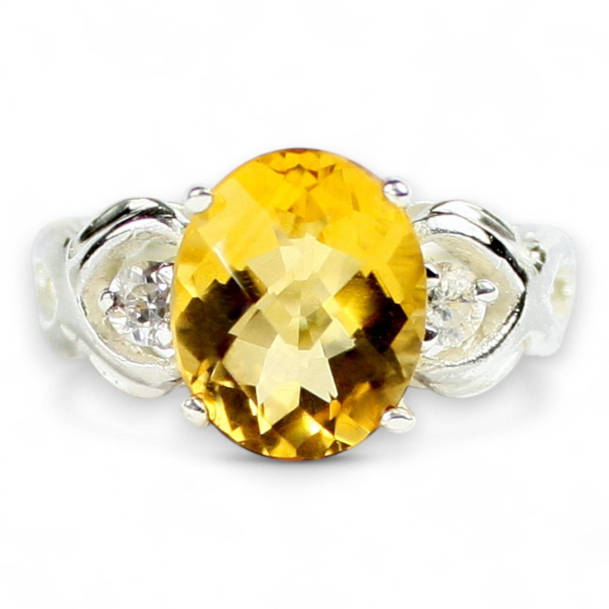 Champagne CZ, 925 Sterling Silver Antique Style Filigree Ring, SR009