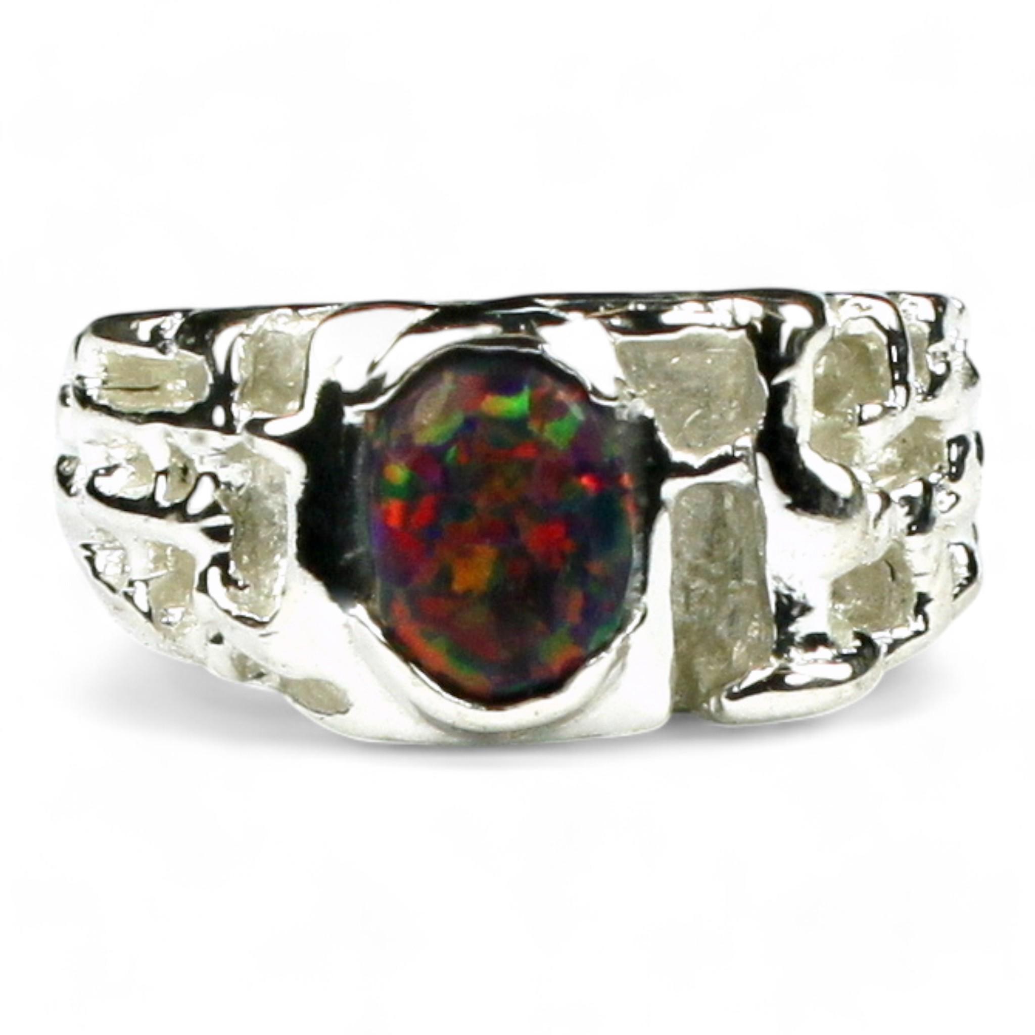 Swiss Blue CZ, 925 Sterling Silver Men's Ring, SR197