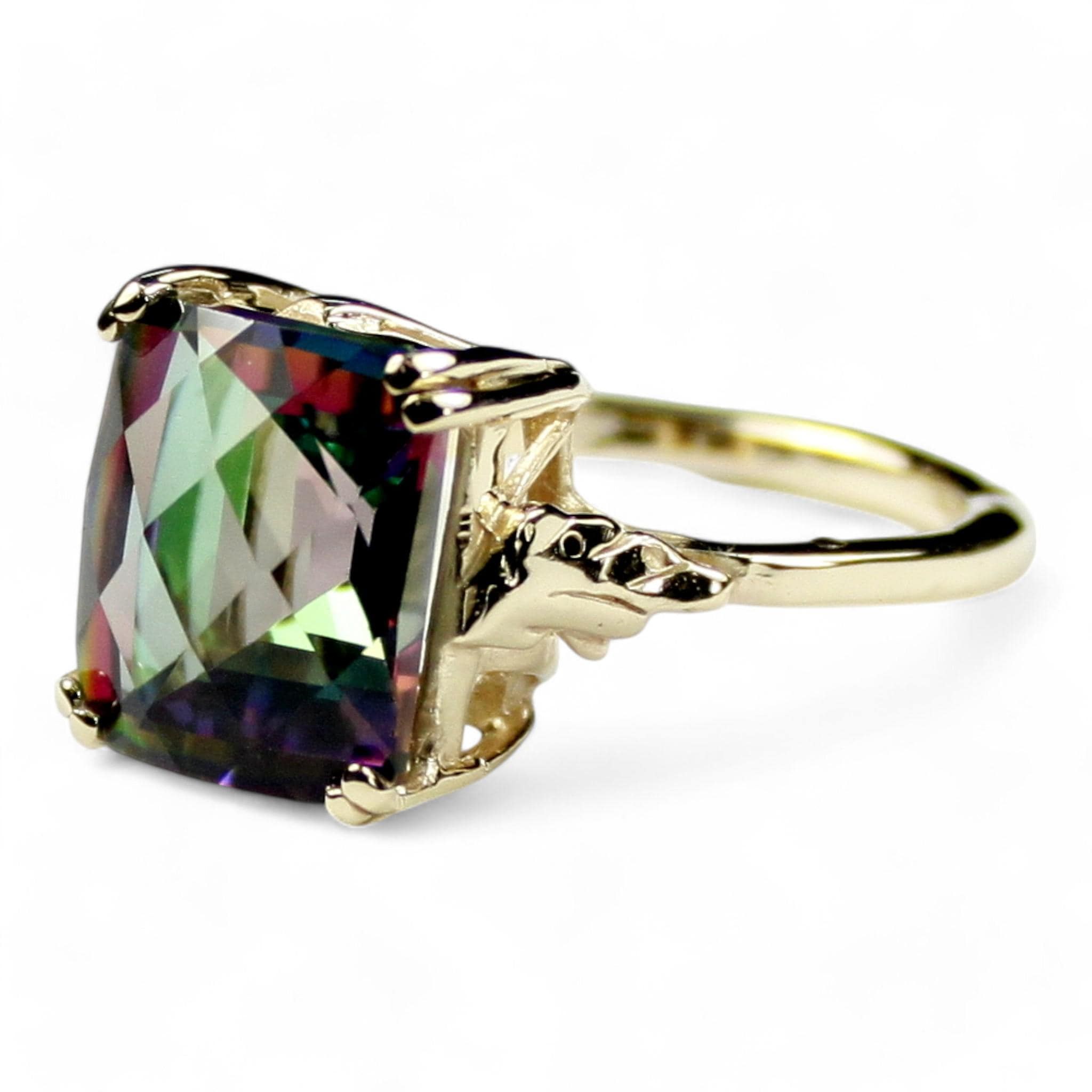 Mercury Mist Topaz w/ 2 Accents, 10KY Gold Ring, R254