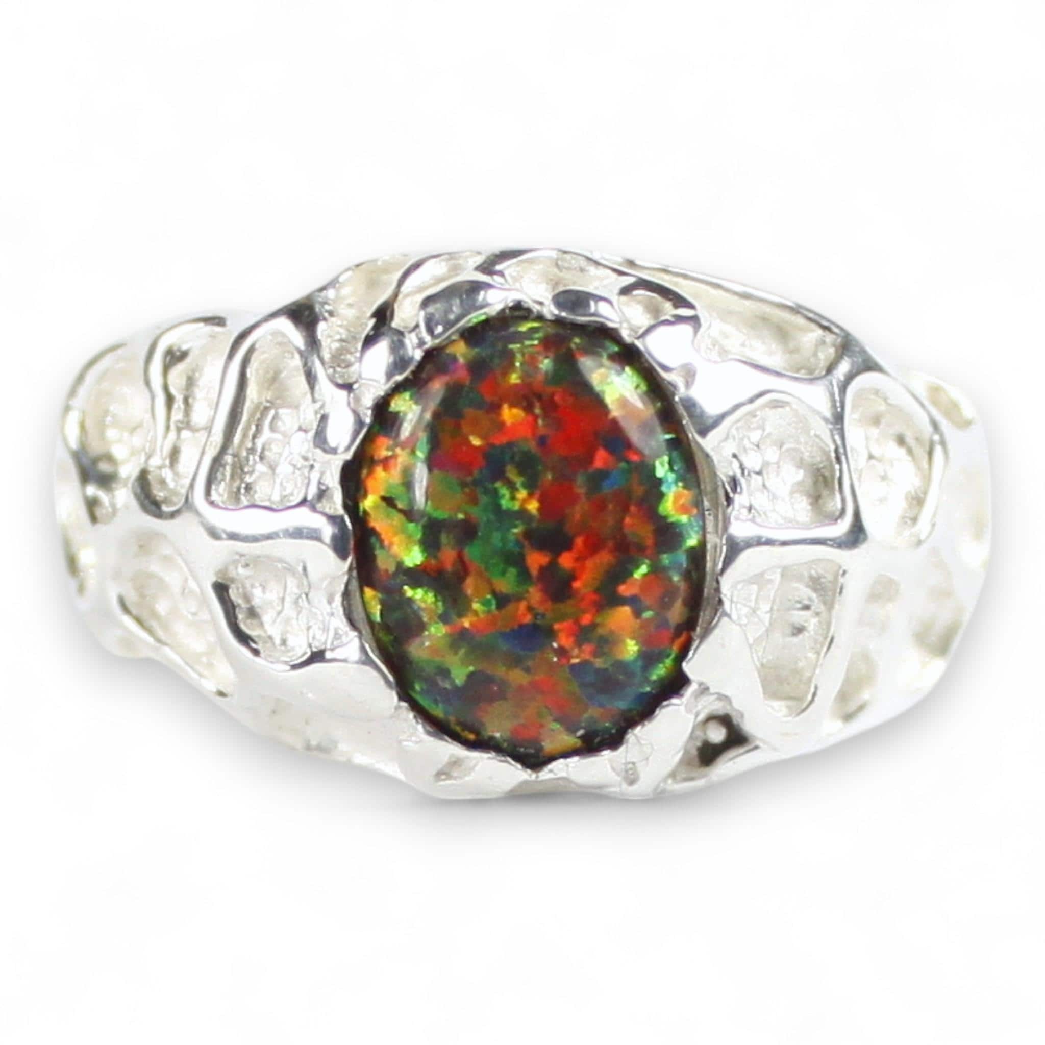 Black Opal, 925 Sterling Silver Men's Ring, SR168