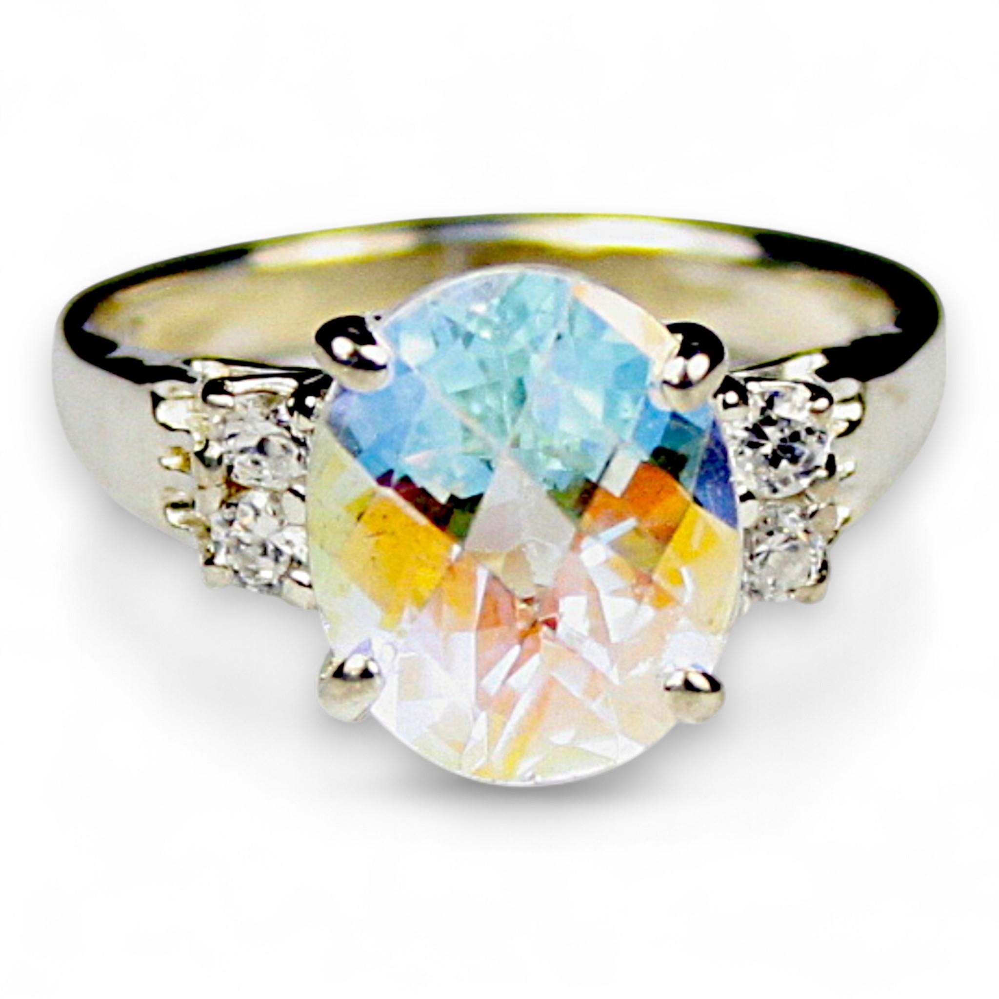 Mystic Fire Topaz, 925 Sterling Silver Ladies Ring, SR016
