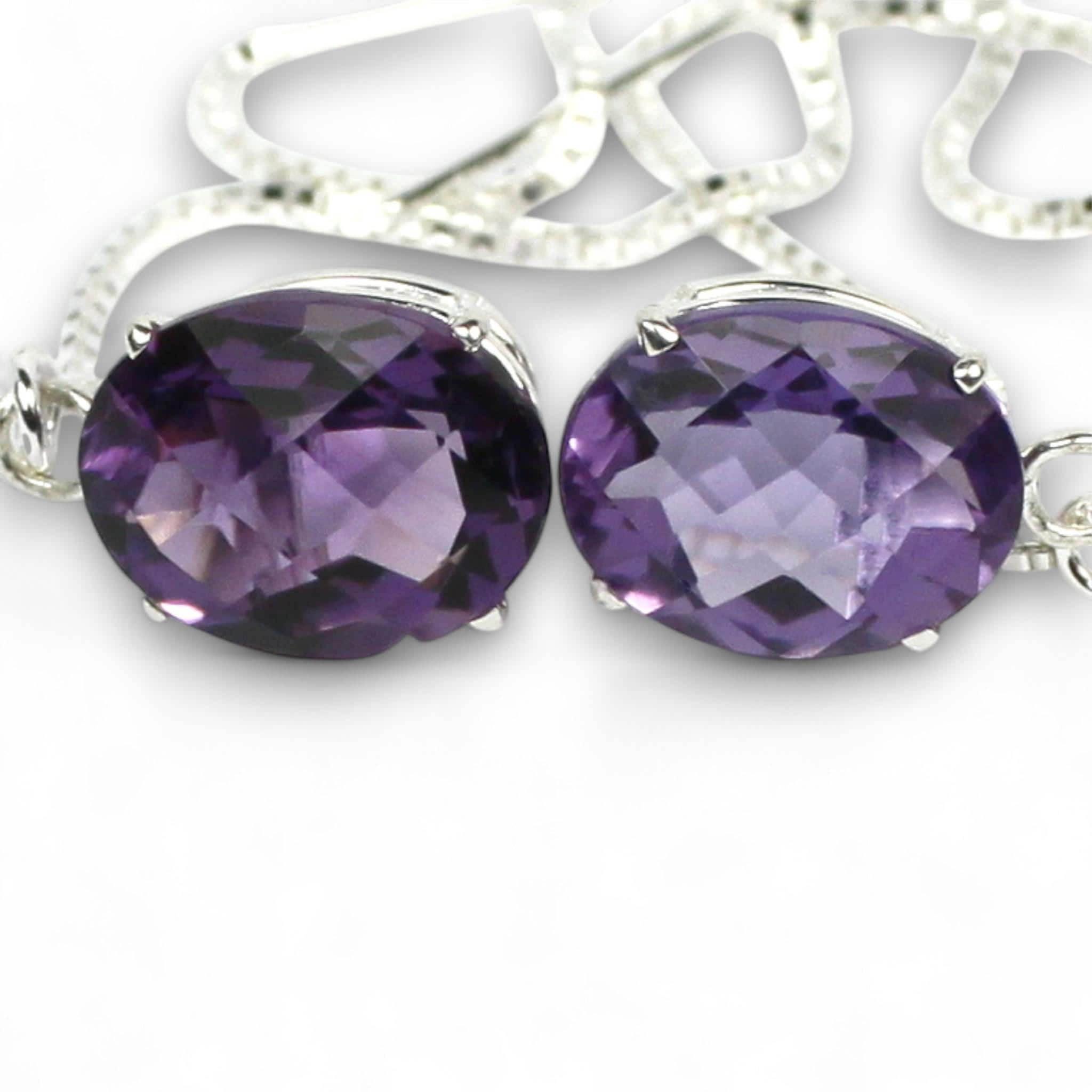 Amethyst, 925 Sterling Silver Post Earrings, SE102