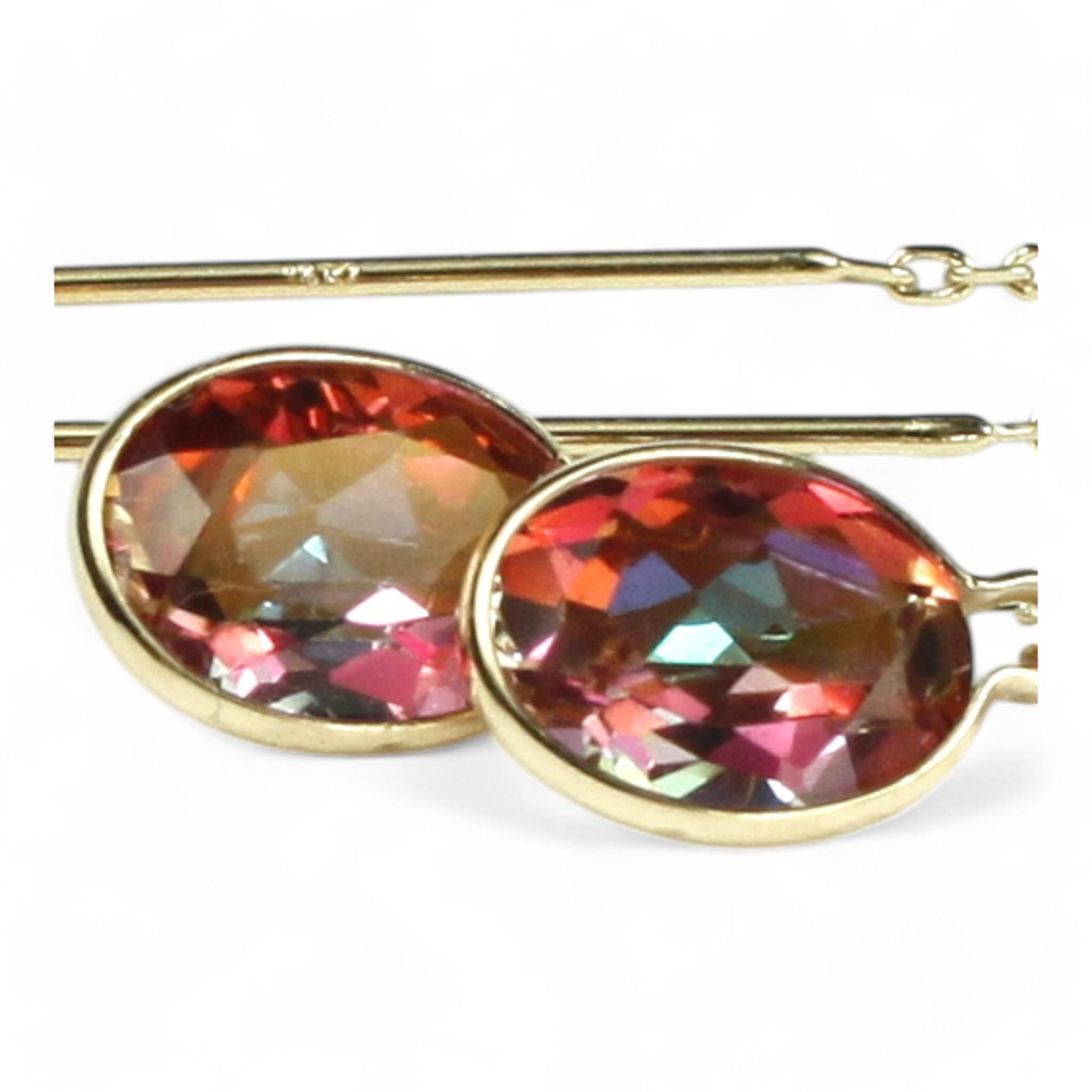 Twilight Fire Topaz, 14KY Gold Threader Earrings, E005