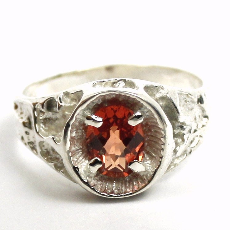 Created Padparadscha Sapphire, 14KY Gold Ring, R360