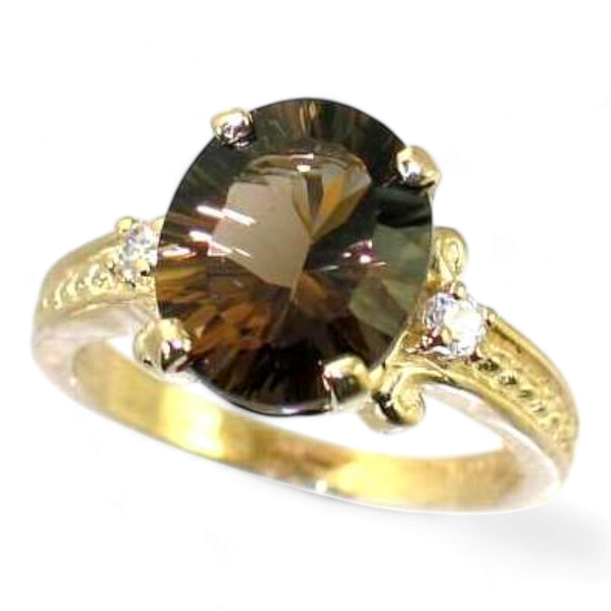 Smoky Quartz, 14KY Gold Ring, R049