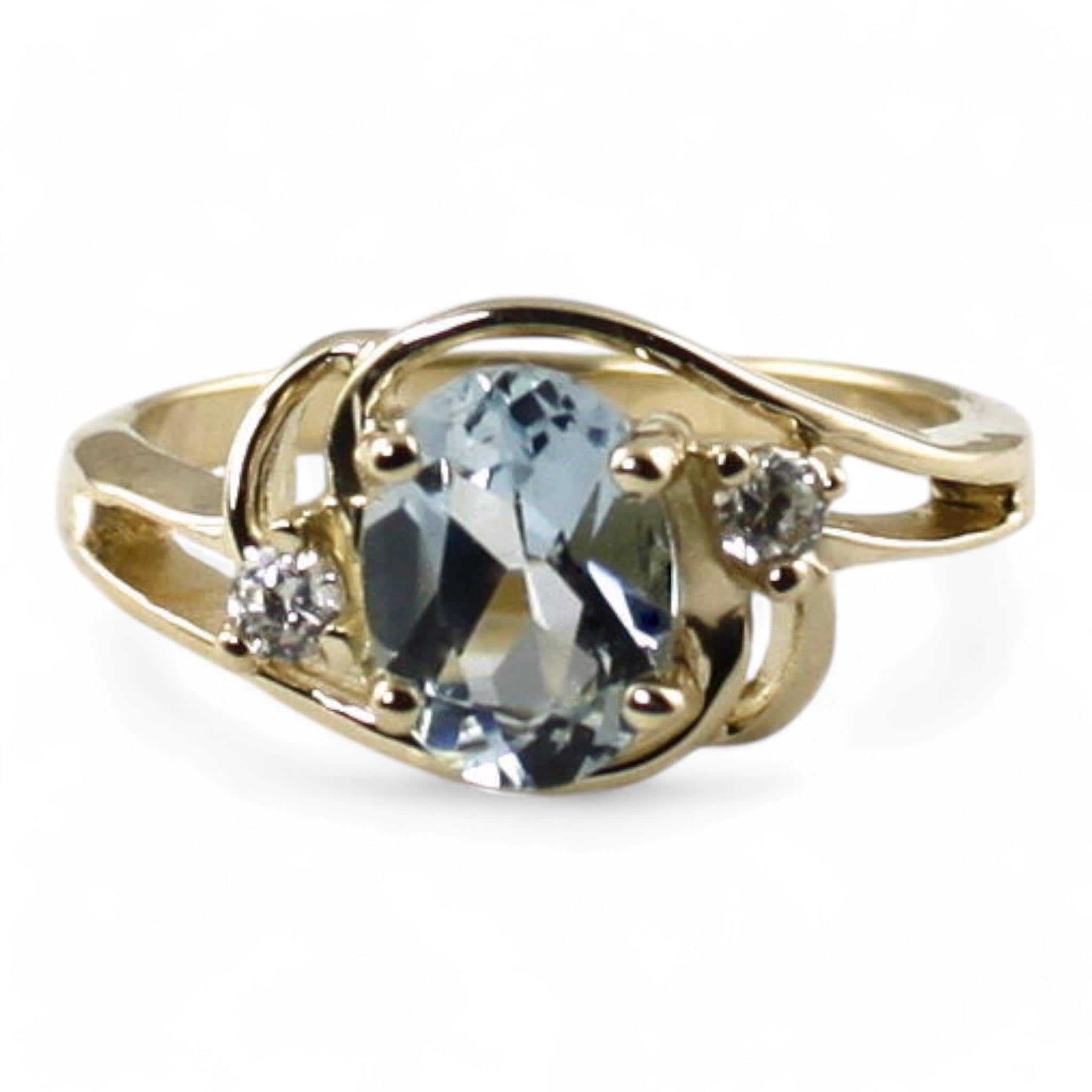Cubic Zirconia (CZ) w/ 2 Accents, 14KY Gold Ring, R254