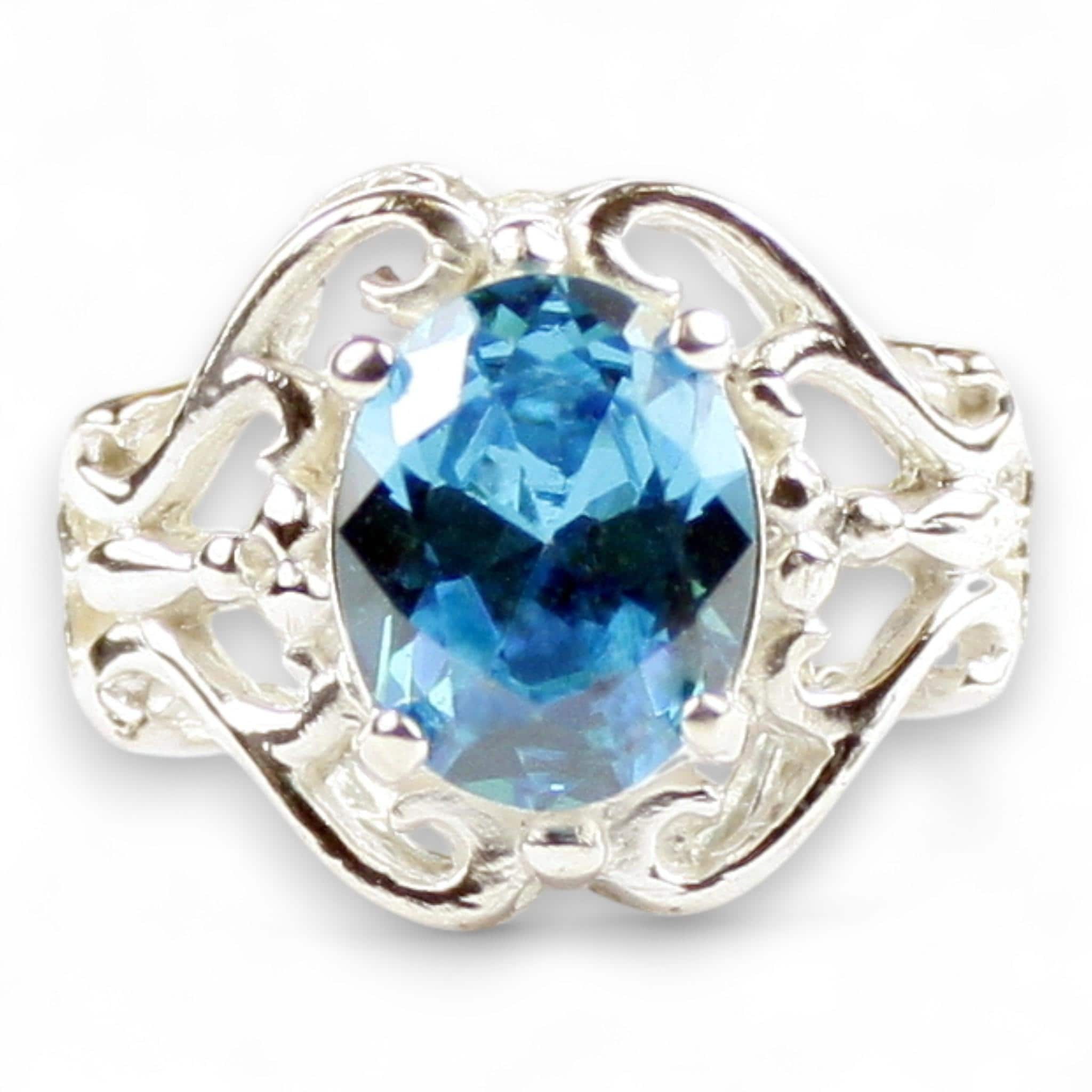 Blue Sapphire, 925 Sterling Silver Men's Ring, SR368