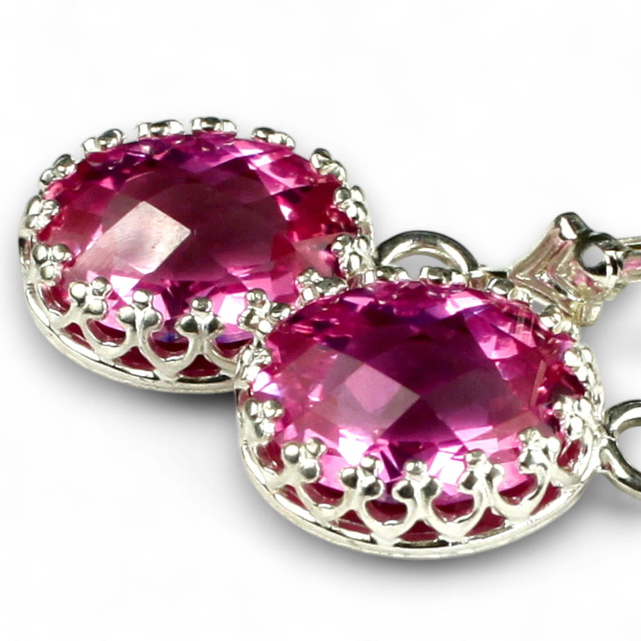 Pure Pink Topaz, 925 Sterling Silver Crown Bezel Leverback Earrings, SE109