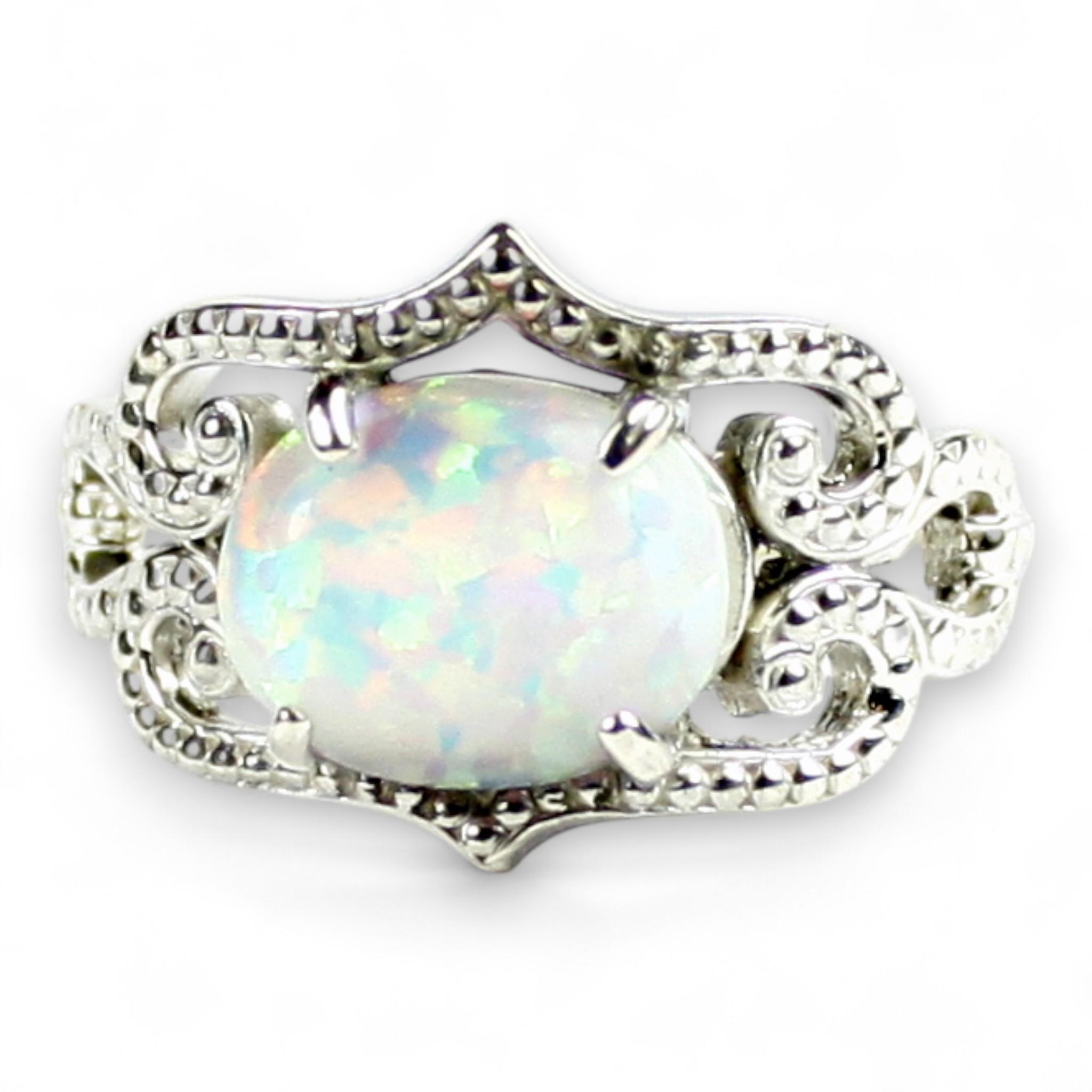 White Opal, 925 Sterling Silver Ladies Ring, SR367