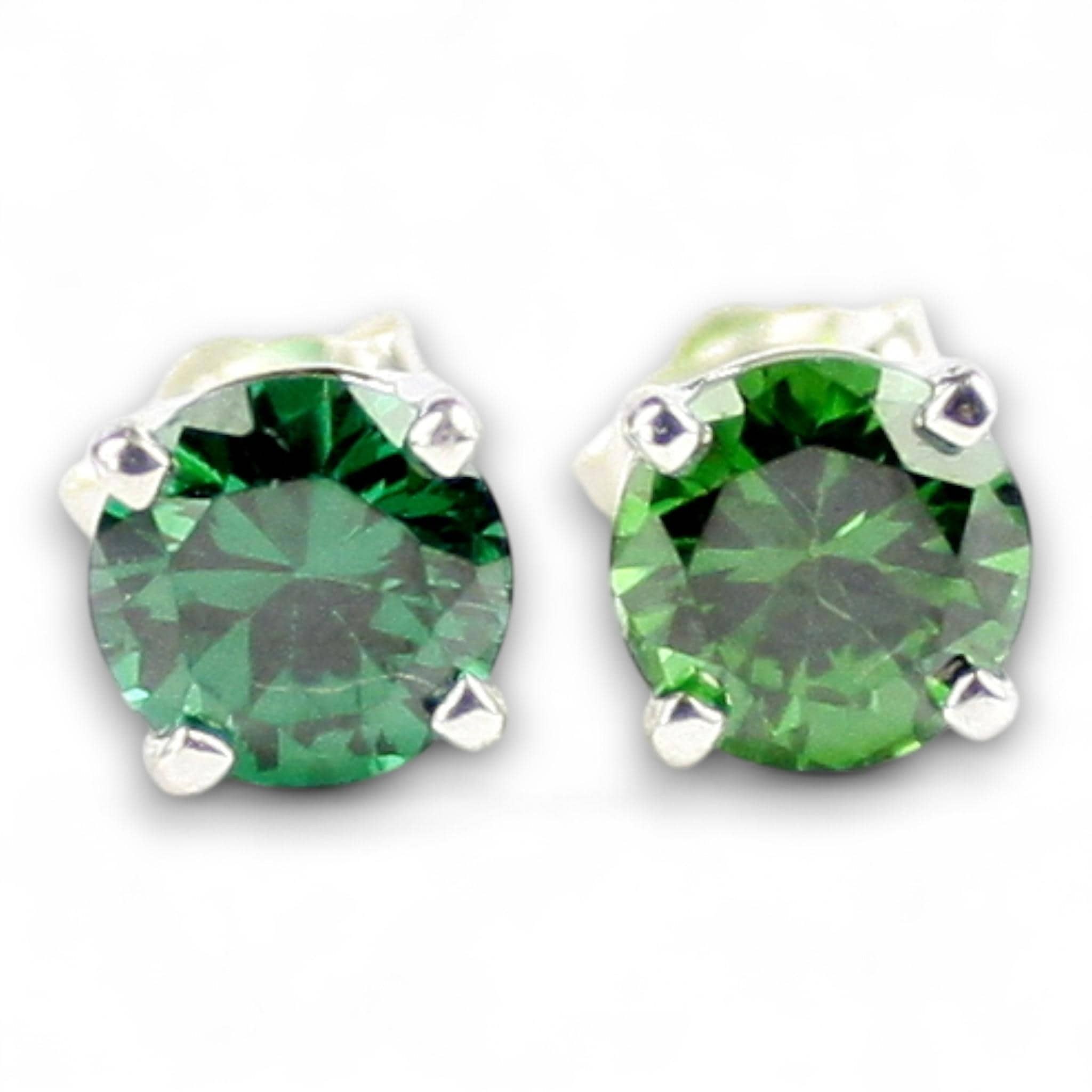 Russian Nanocrystal Emerald, 925 Sterling Silver Post Earrings, SE012