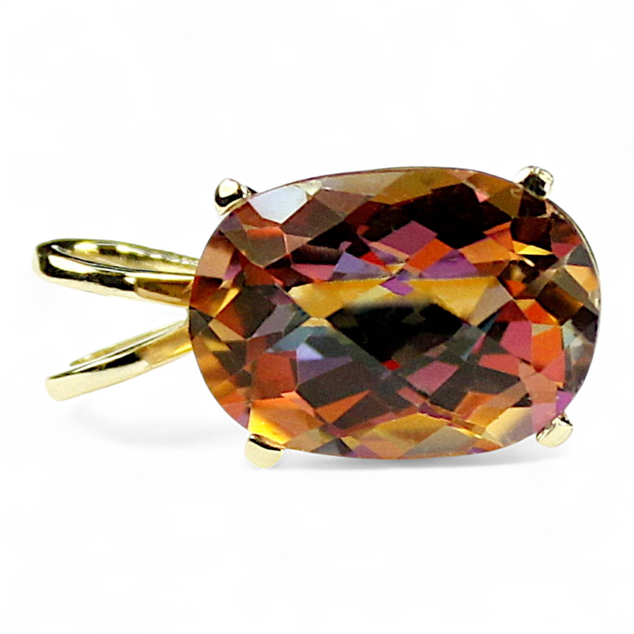 Mystic Fire Topaz, 14KY Gold Pendant, P022