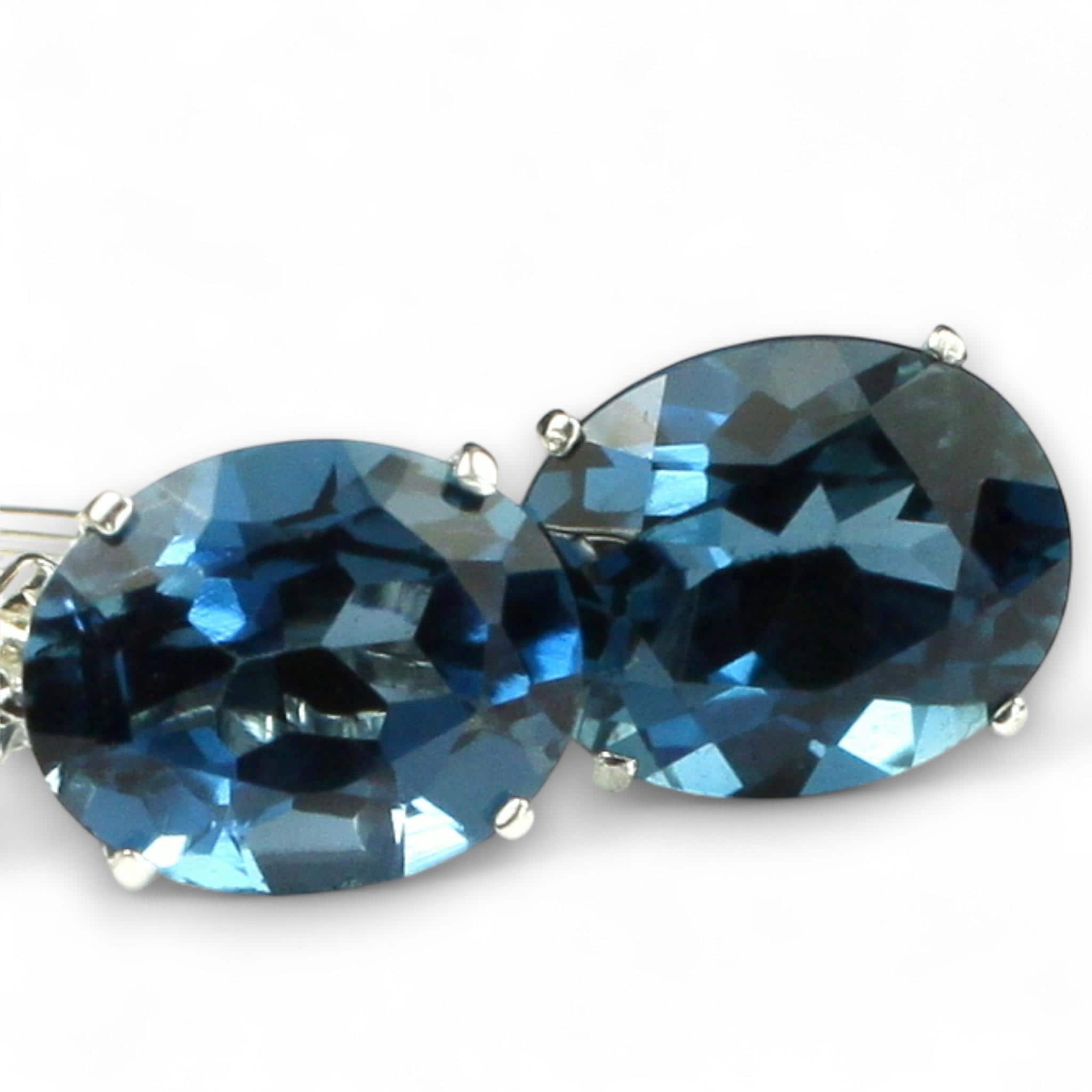 London Blue Topaz, 925 Sterling Silver Leverback Earrings, SE107