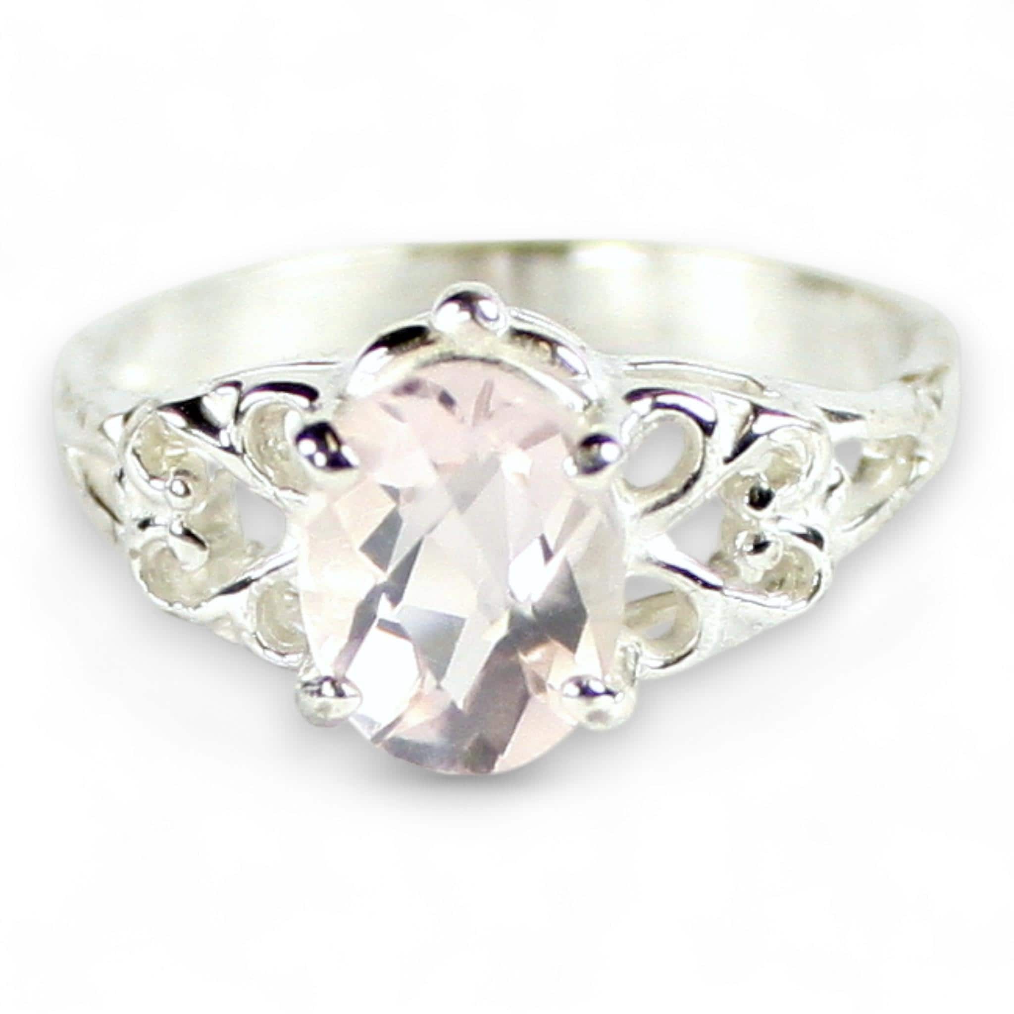 Swiss Blue CZ, 925 Sterling Silver Antique Style Filigree Ring, SR009