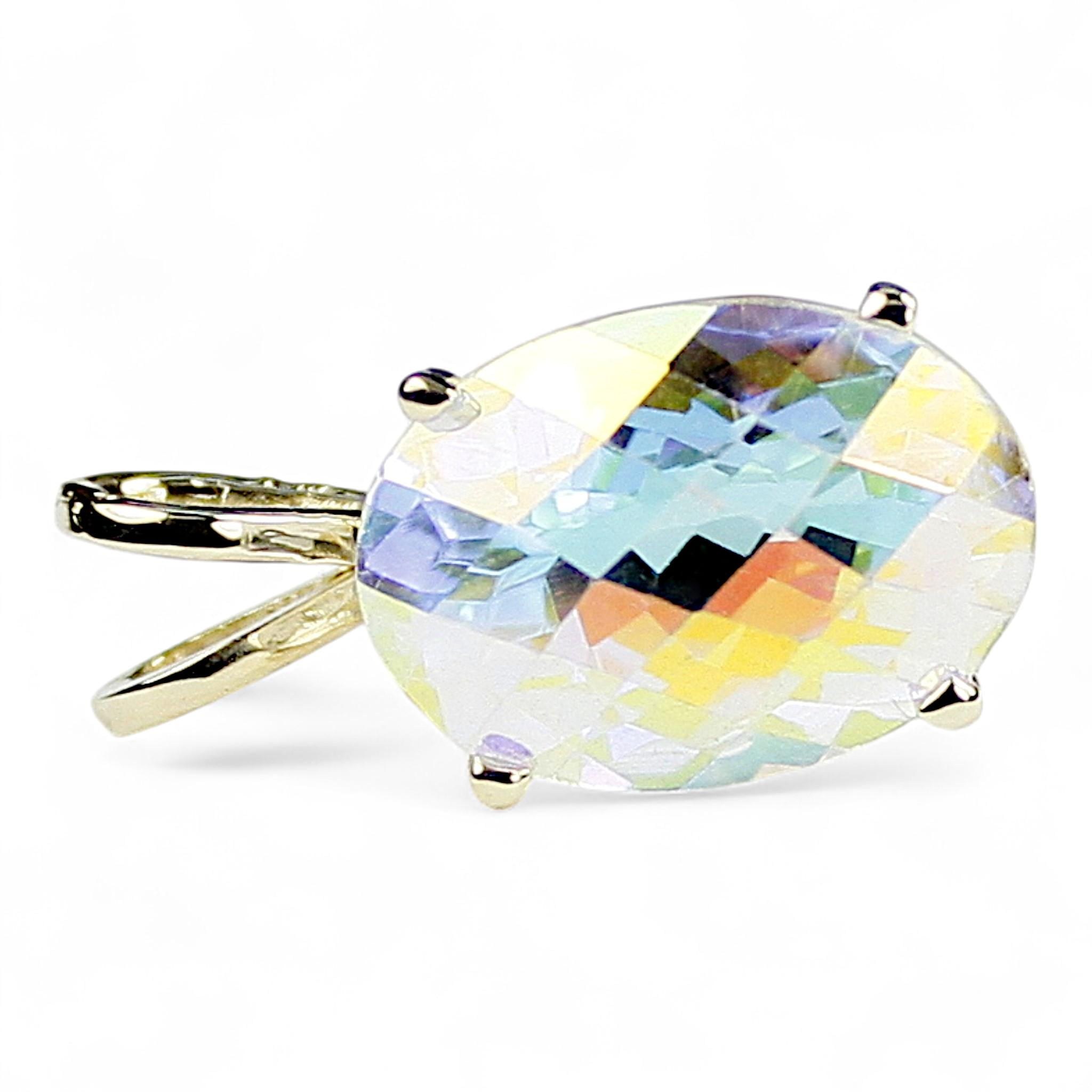 Concave London Blue Topaz, 10KY Gold Ring, R005