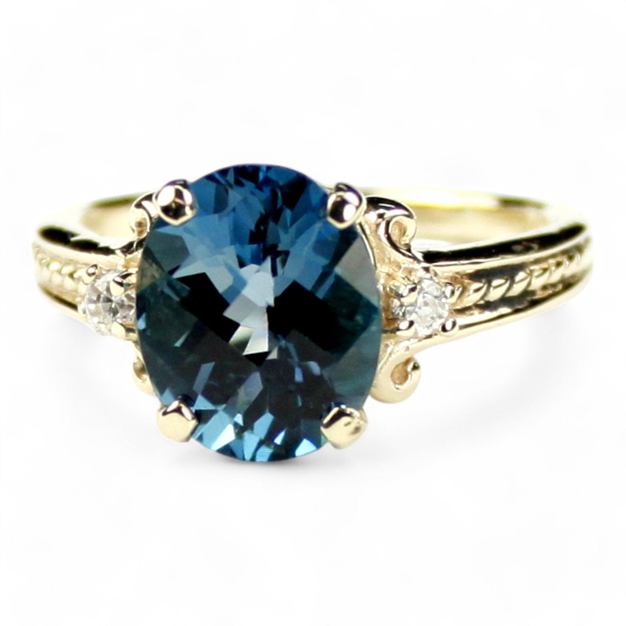 London Blue Topaz, 18KY Gold Ring, R004