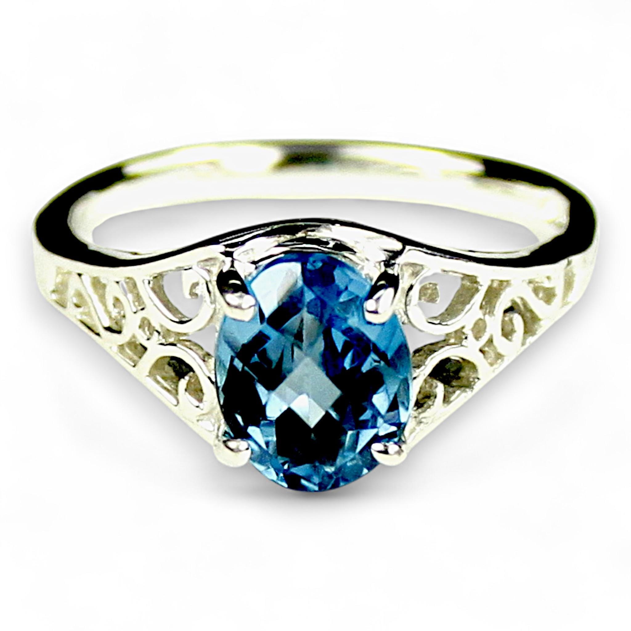 Swiss Blue Topaz, 925 Sterling Silver Ladies Ring, SR021