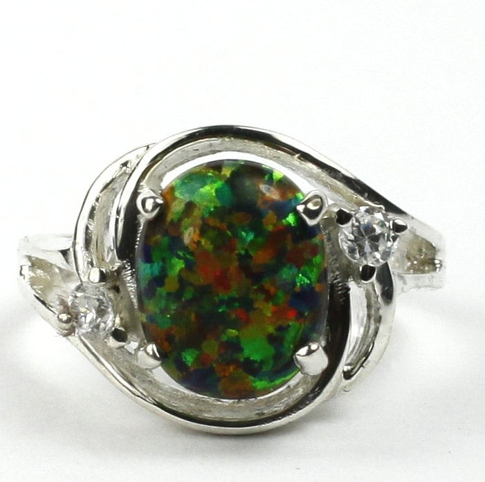 Black Opal, 10K Yellow Gold Men's Ring, R168
