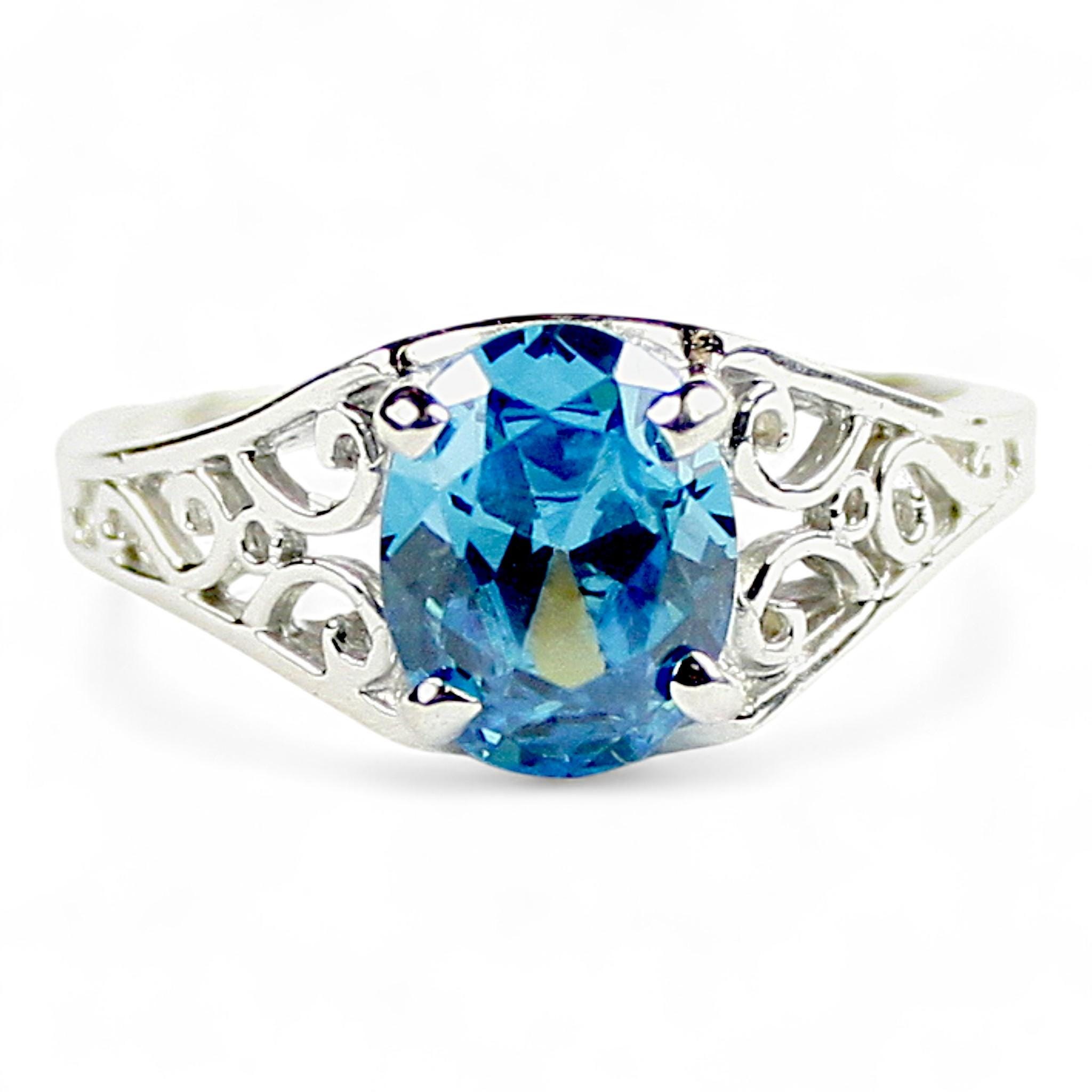 Created Blue Sapphire, 925 Sterling Silver Men's Nugget Ring, SR075