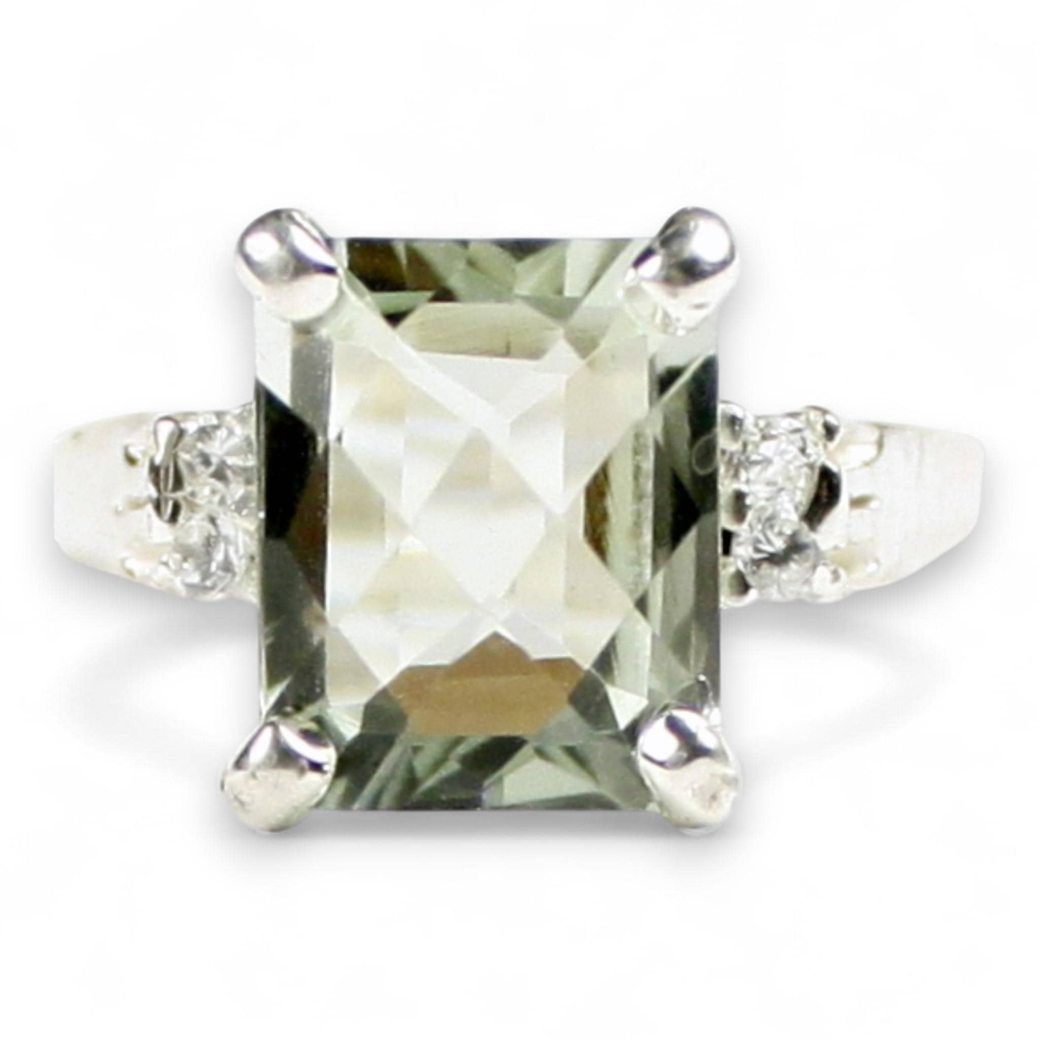 Green Amethyst (Prasiolite), 925 Sterling Silver Ring, SR114