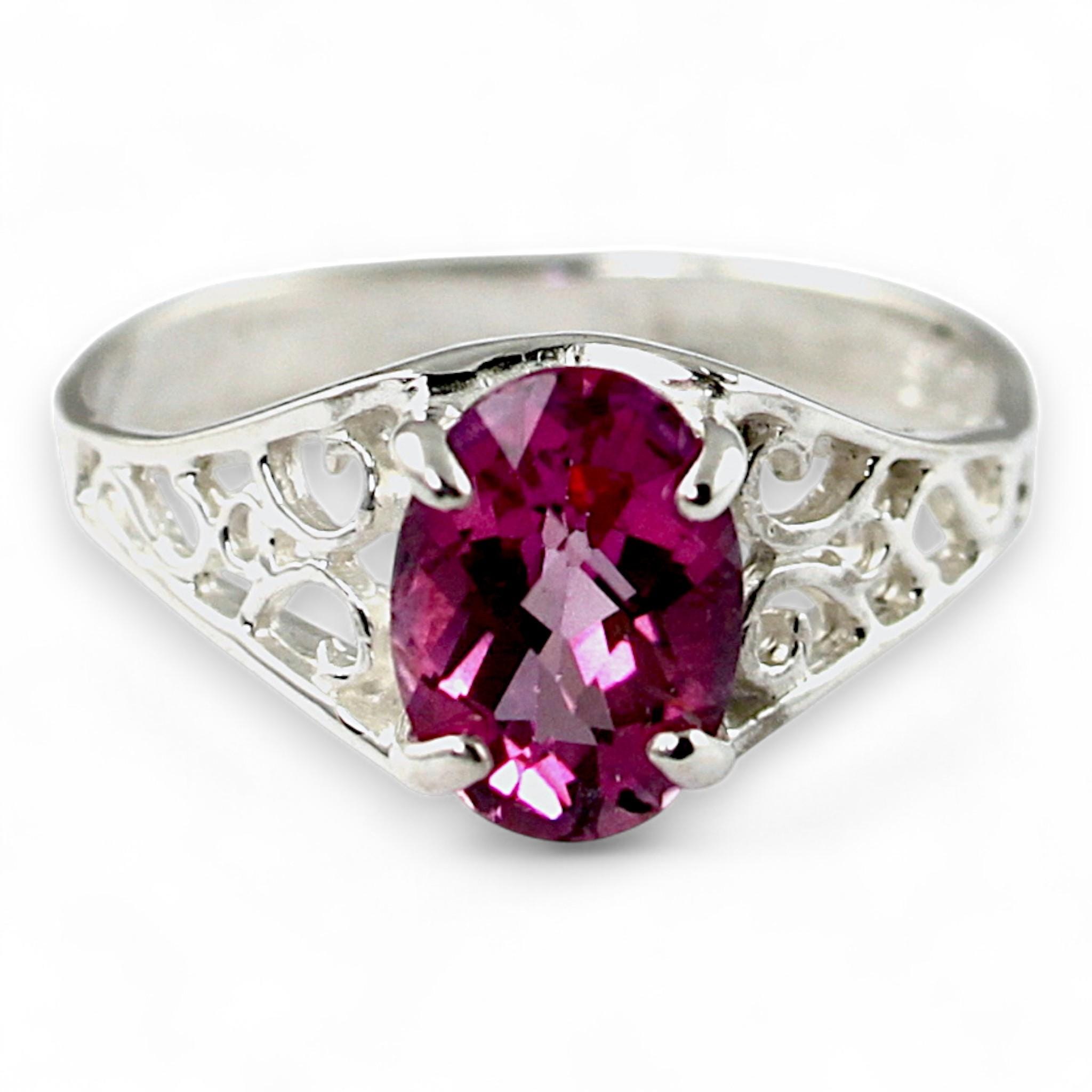 Created Ruby w/ 2 Accents, 10KY Gold Ring, R254