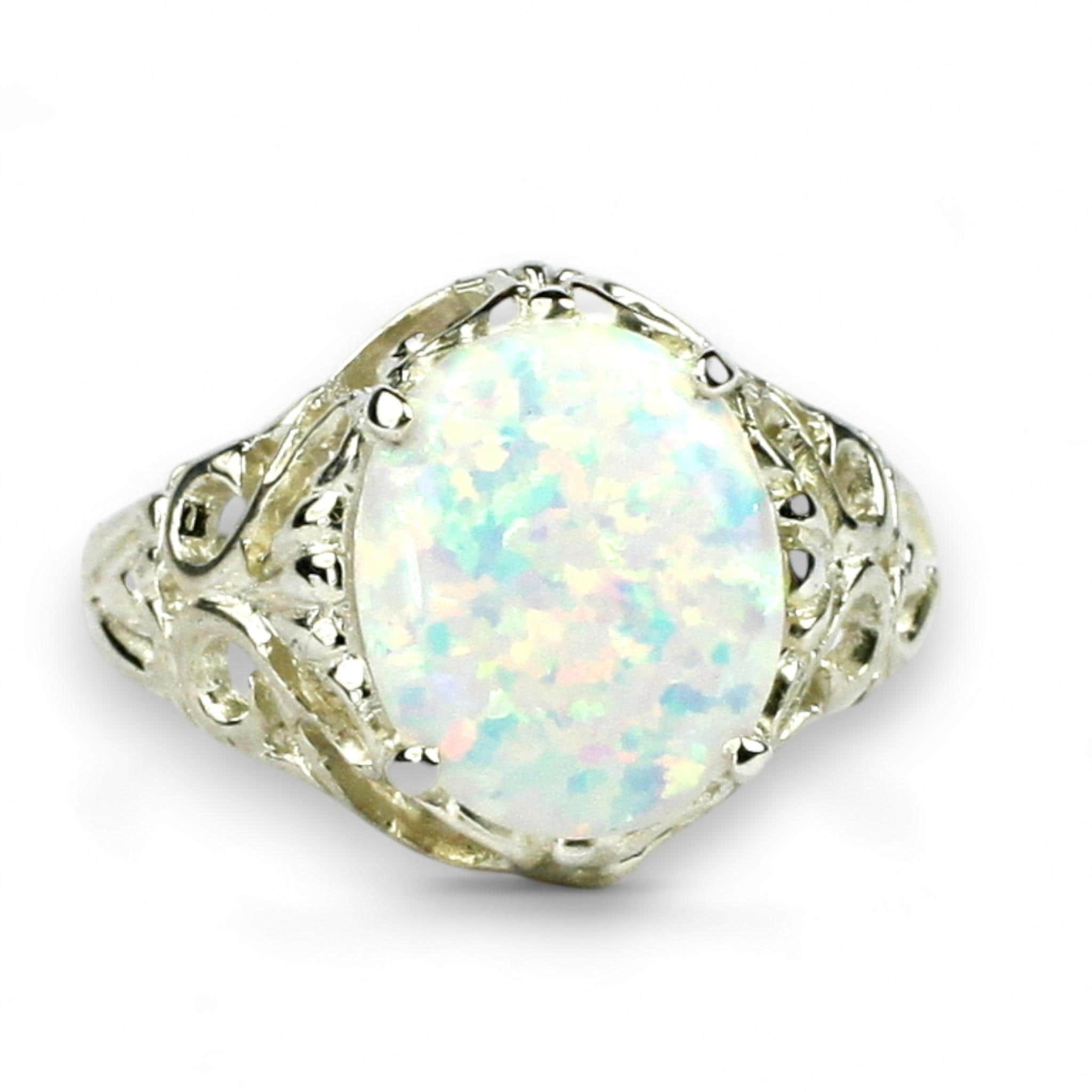 White Opal, 925 Sterling Silver Ring, SR114