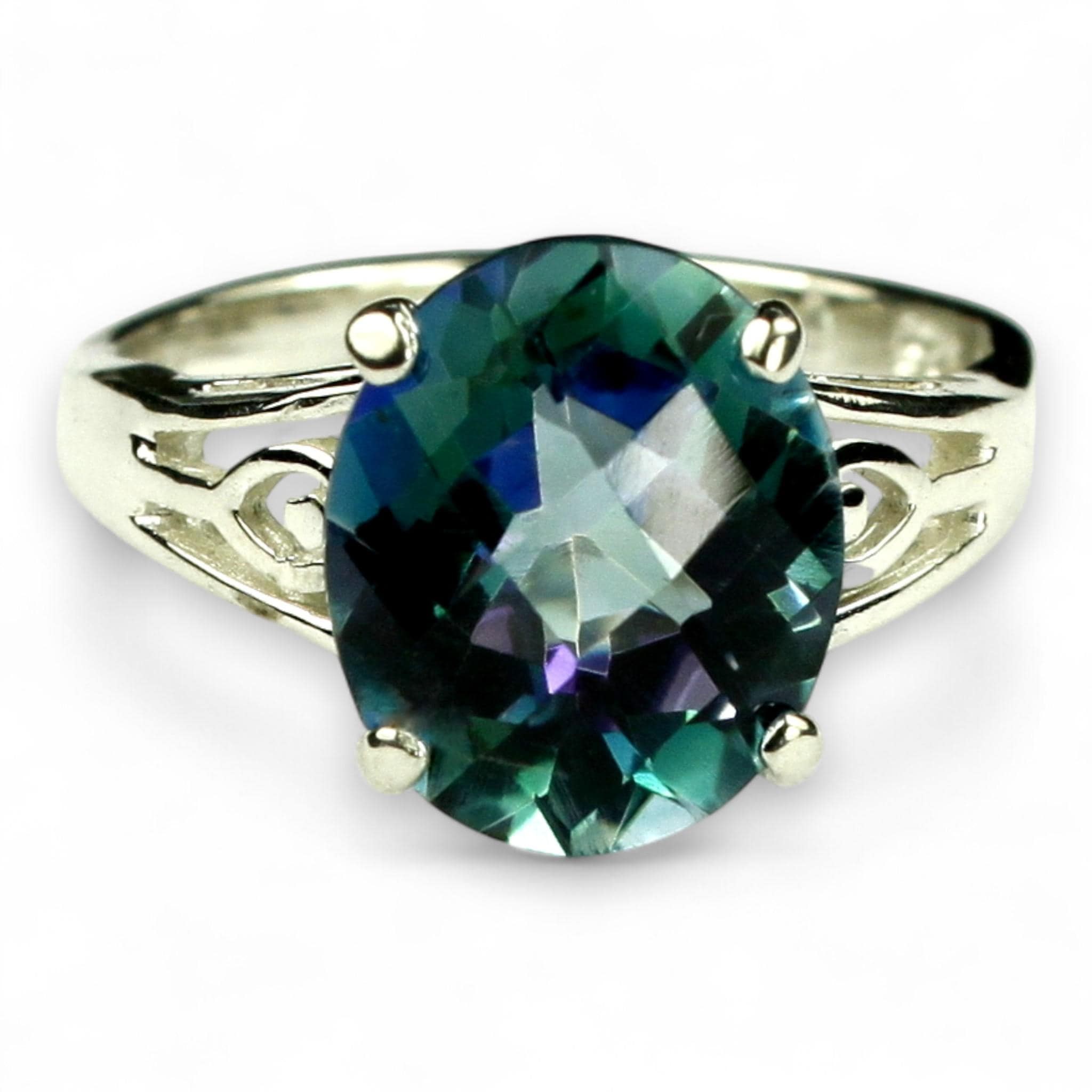London Blue Topaz, 925 Sterling Silver Beaded Ladies Ring, SR365