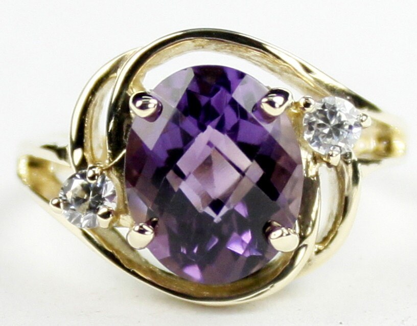 Twilight Fire Topaz w/ 2 Accents, 10KY Gold Ring, R254