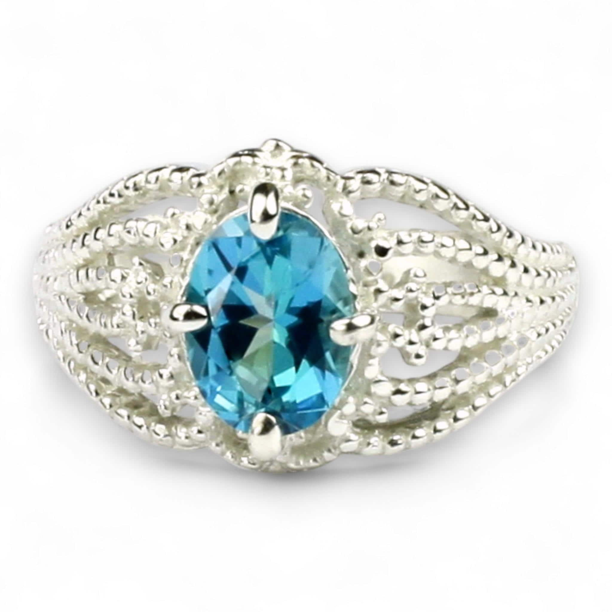 Russian Nanocrystal Emerald, 925 Sterling Silver Beaded Ladies Ring, SR365