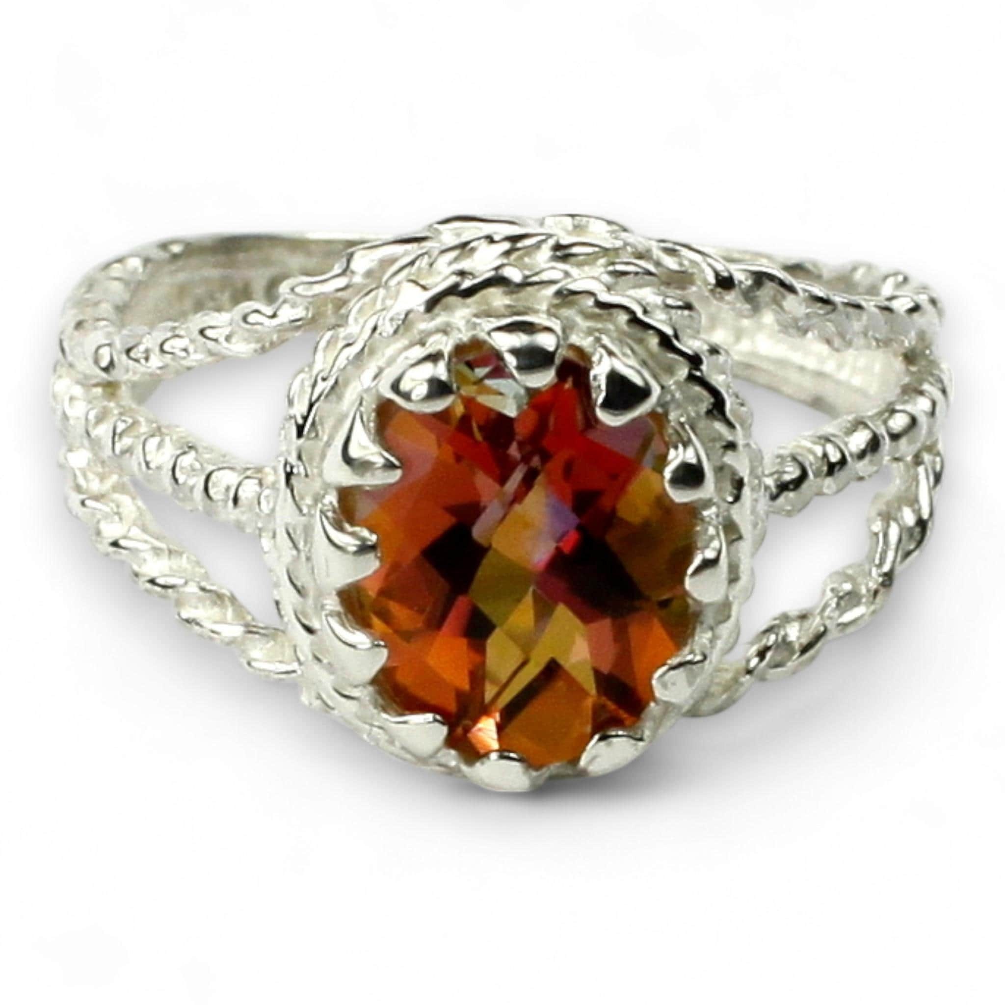 Twilight Fire Topaz, 925 Sterling Silver Ladies Ring, SR070