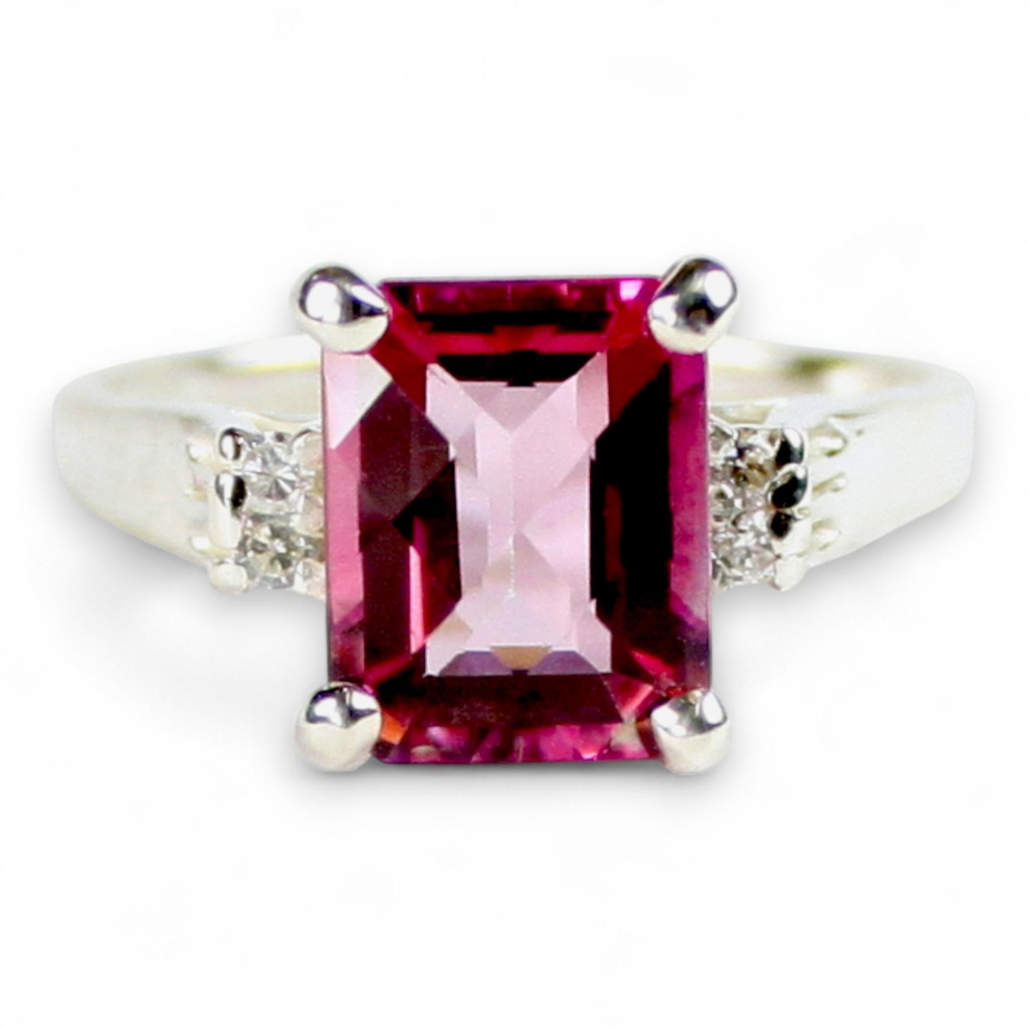 Pink Sapphire , 925 Sterling Silver Men's Ring, SR168