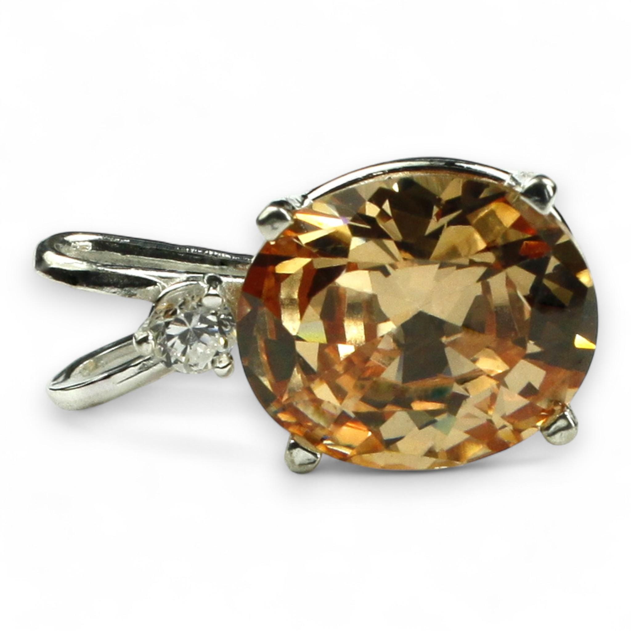 Champagne CZ, 925 Sterling Silver Ring, SR004