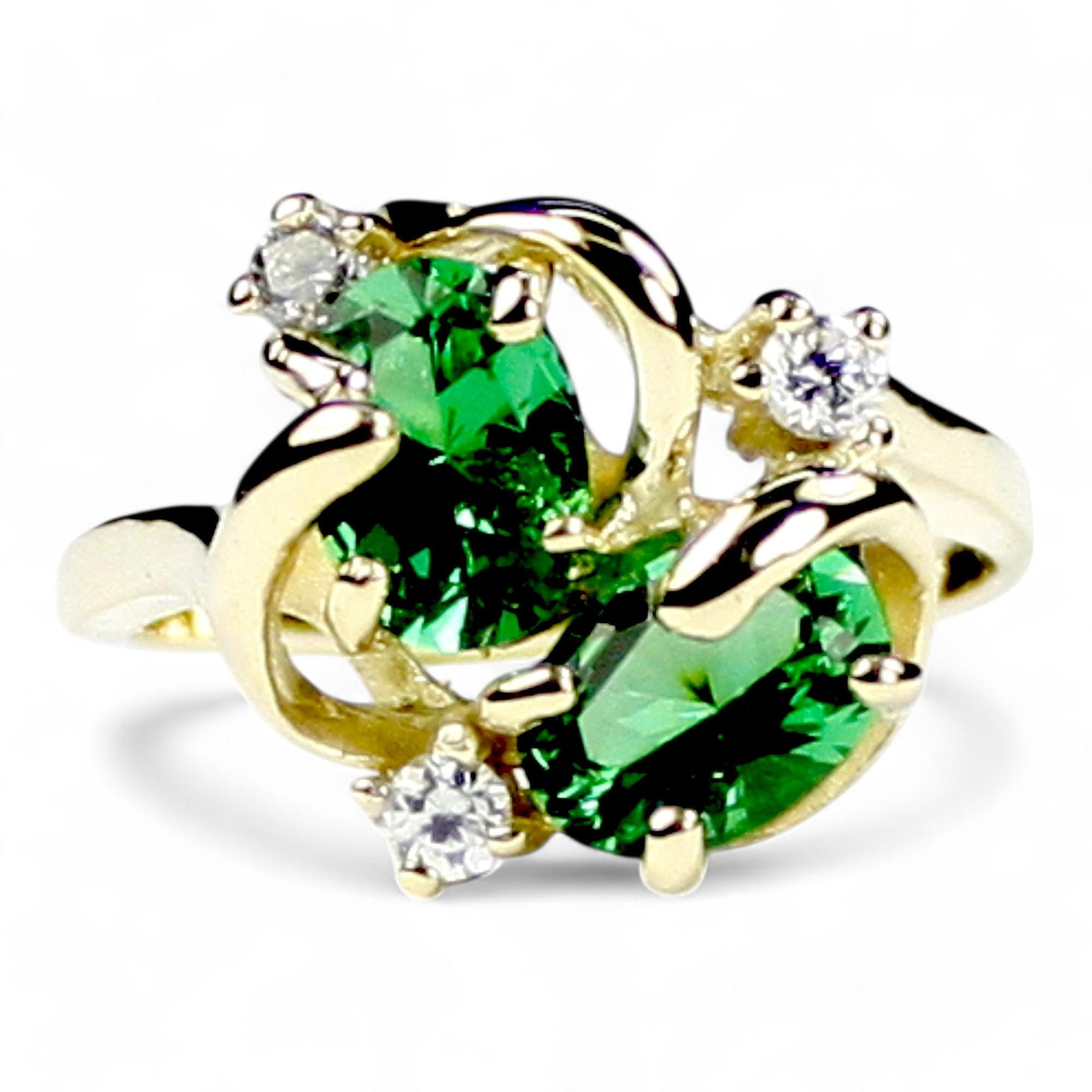 Mercury Mist Topaz w/ 2 Accents, 14KY Gold Ring, R254