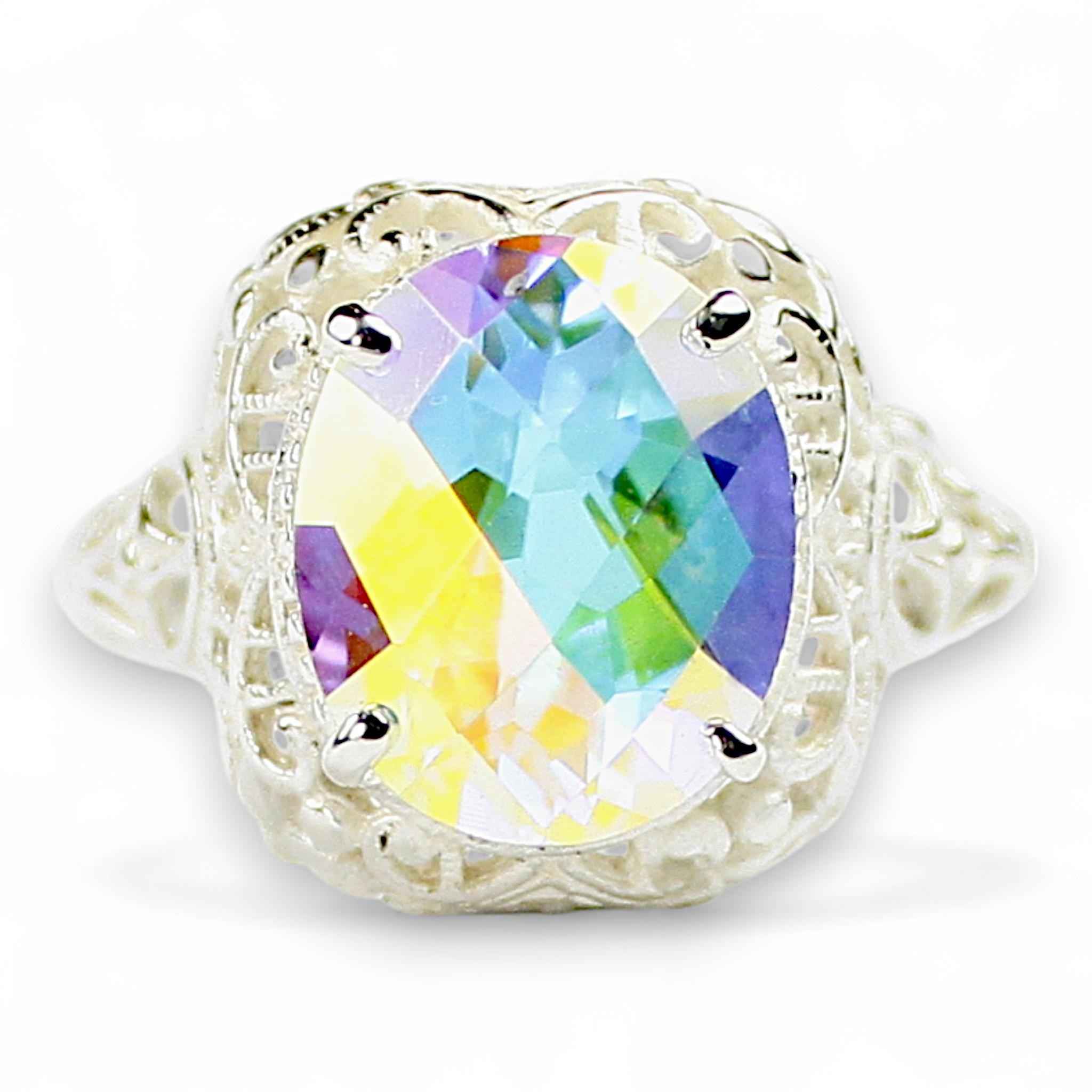 Mercury Mist Topaz, 925 Sterling Silver Antique Style Filigree Ladies Ring, SR009