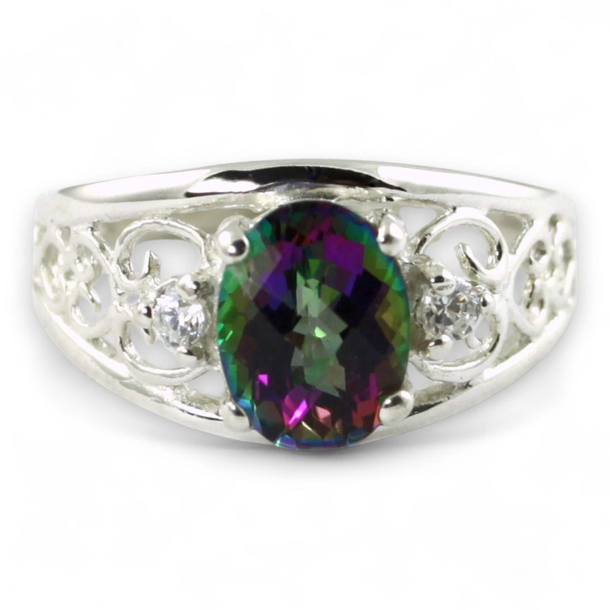 Mystic Fire Topaz, 925 Sterling Silver Ring, SR306