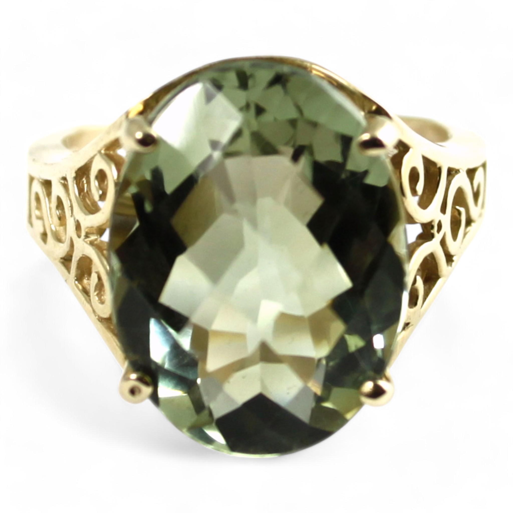 Green Amethyst, 925 Sterling Silver Ladies Ring, SR070