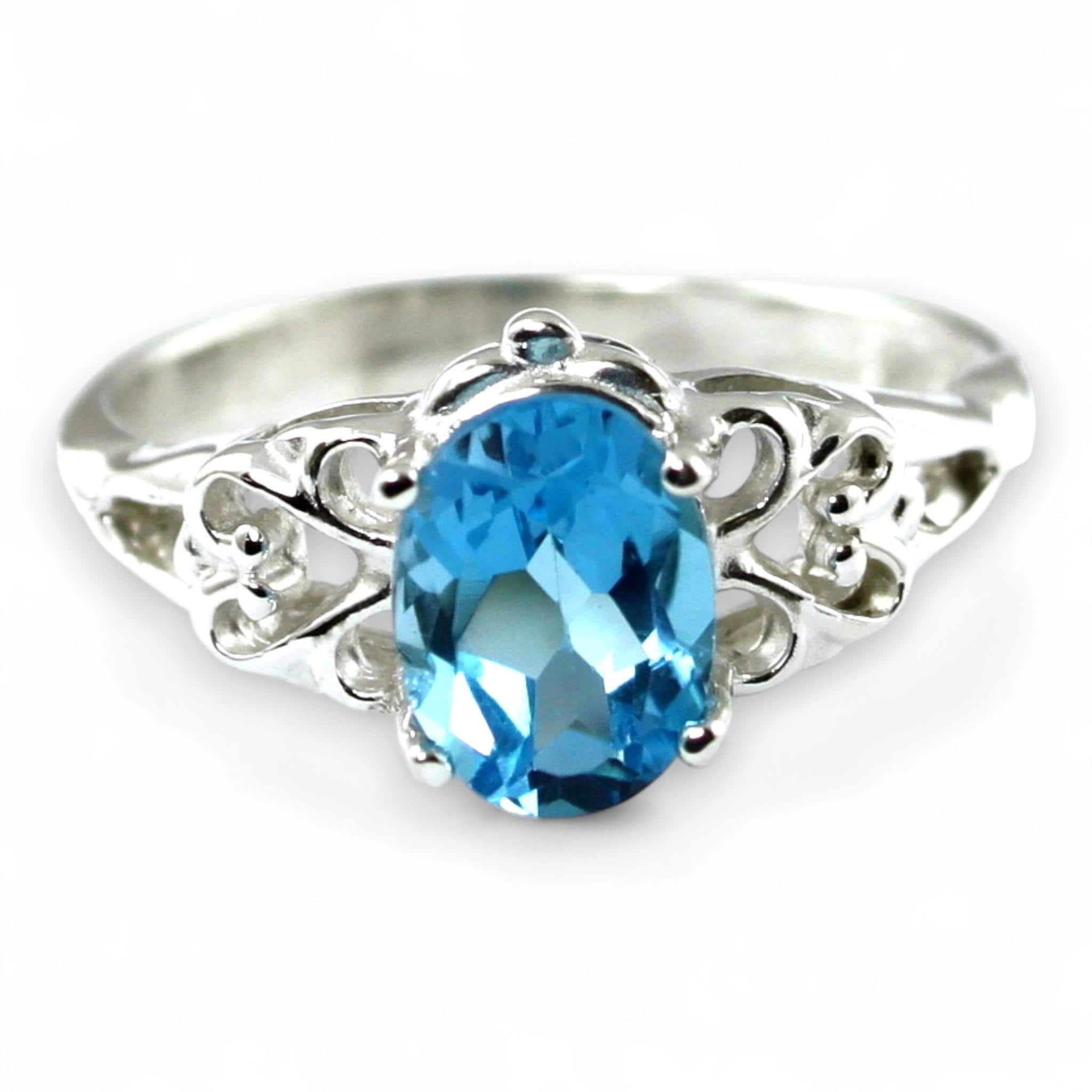 Swiss Blue CZ, 10KY Gold Ring, R004