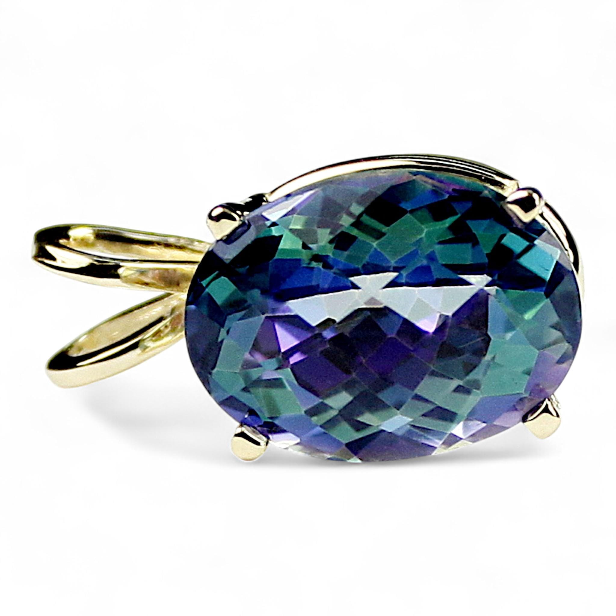 Mystic Fire Topaz , 925 Sterling Silver Ring, SR183