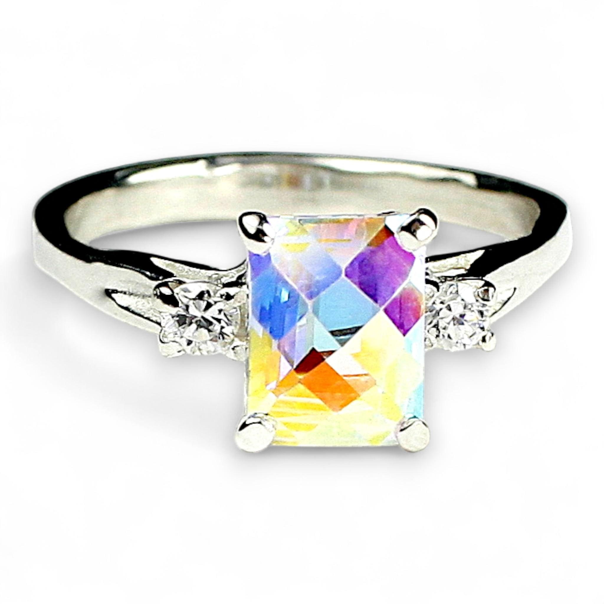 Rainbow Moonstone, 10KY Gold Ring R004