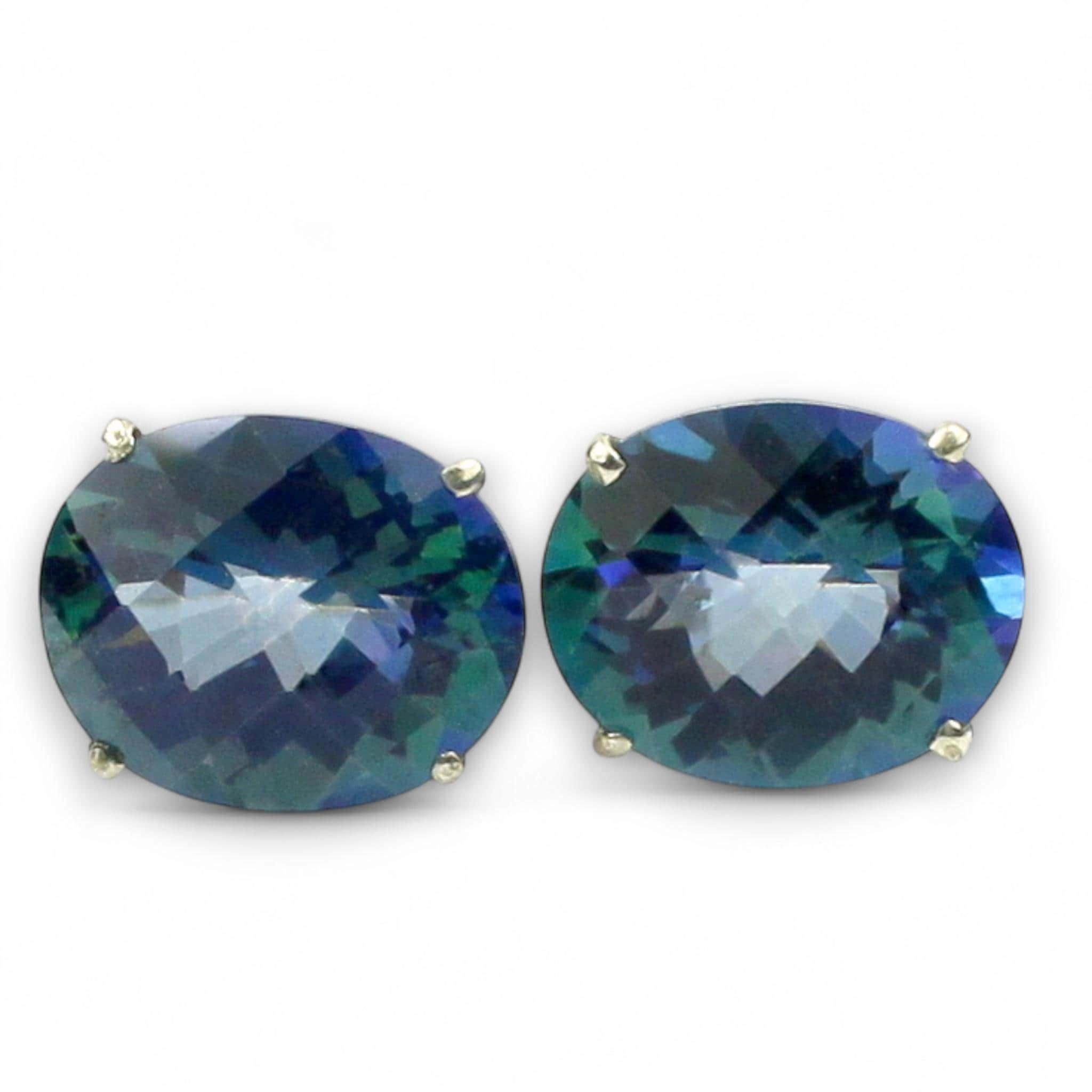 Mystic Fire Topaz, 14KY Gold Post Earrings, E012