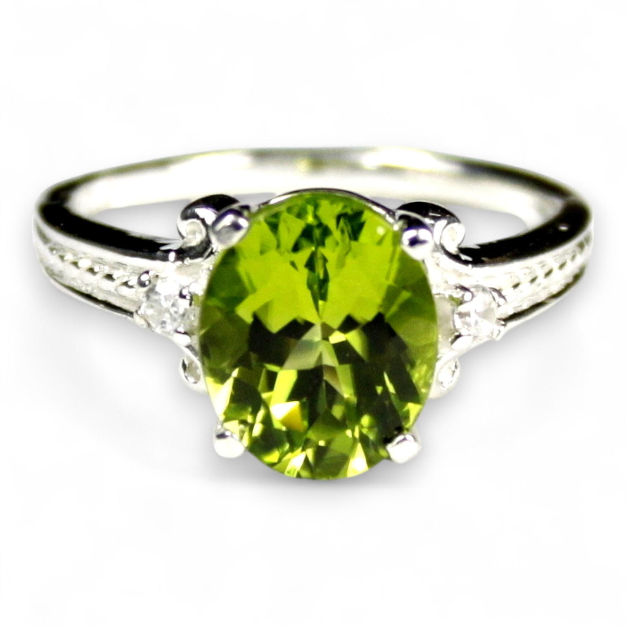 Green Amethyst, 925 Sterling Silver Ladies Ring, SR021