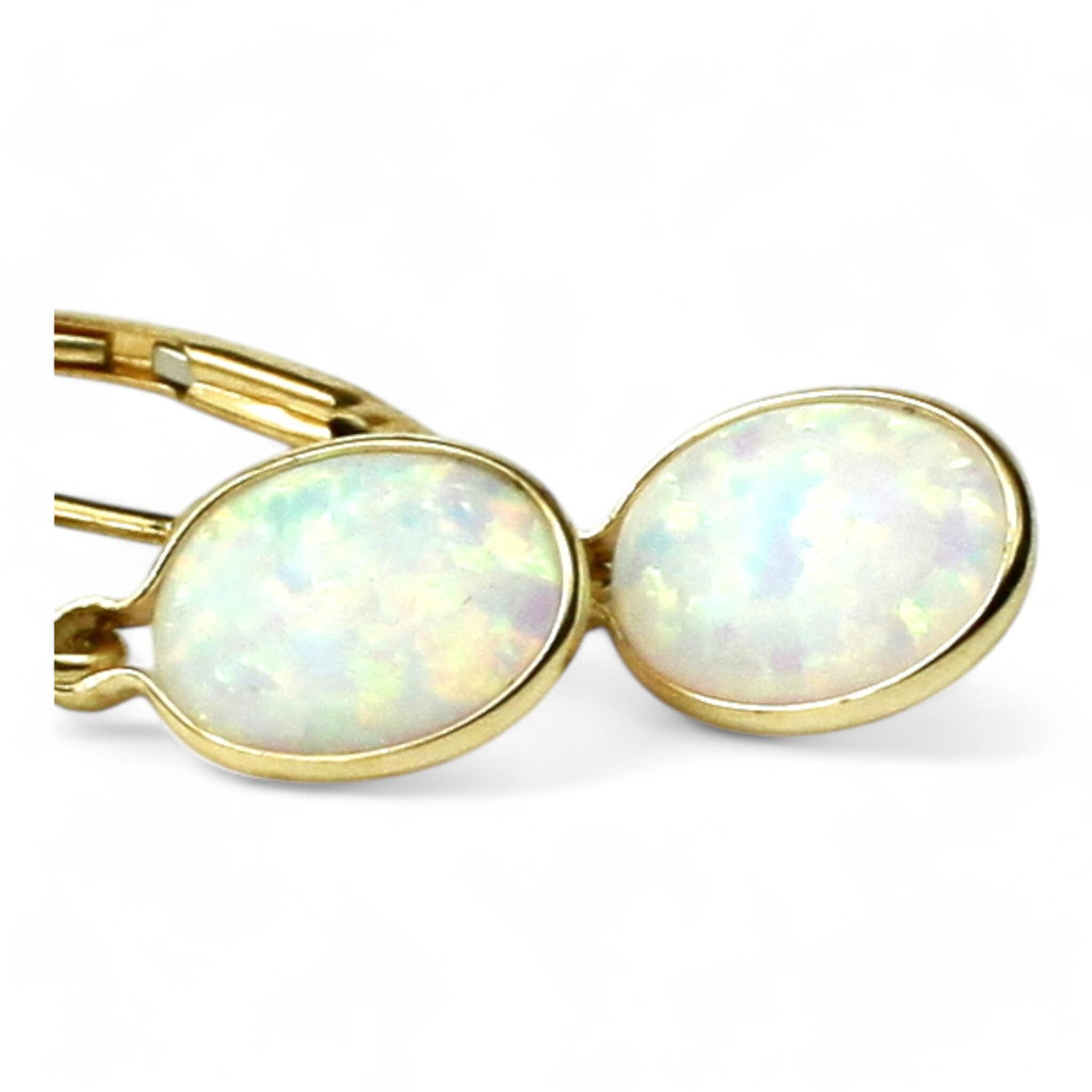 Created Padparadscha Sapphire, 14KY Gold Leverback Earrings, E017