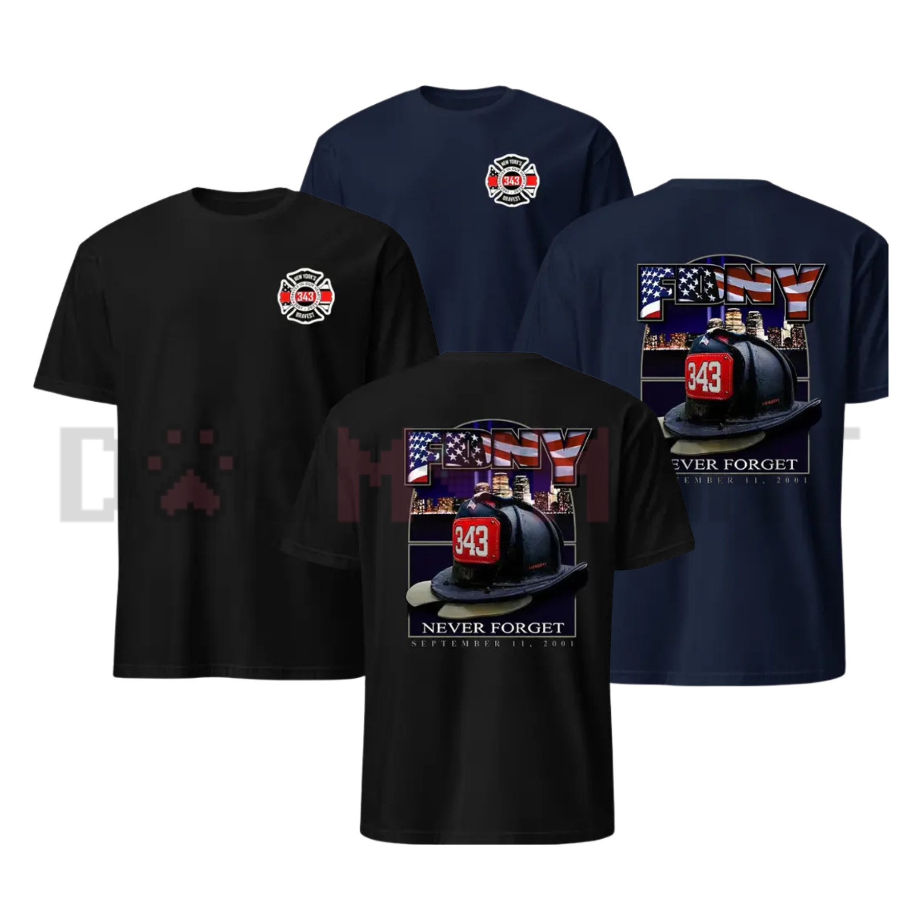 343 Firefighter Memorial T-Shirt – 9/11 Never Forget Tribute Tee