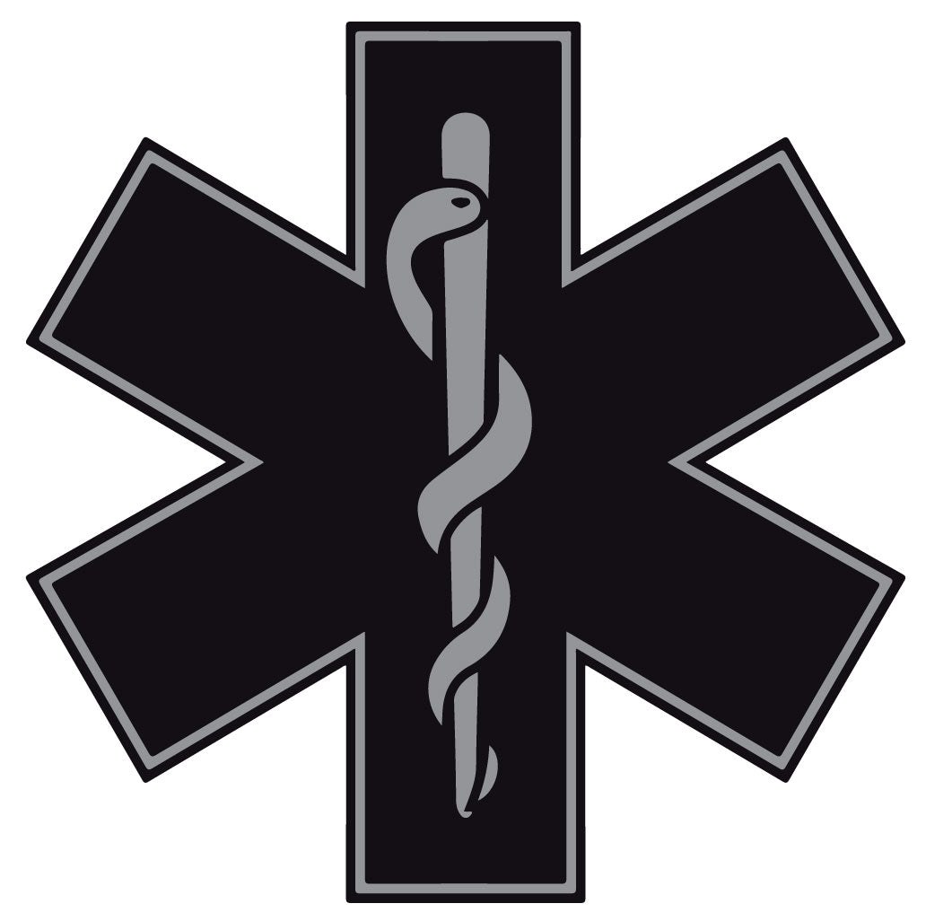 BLACK STAR OF LIFE REFLECTIVE HELMET DECAL