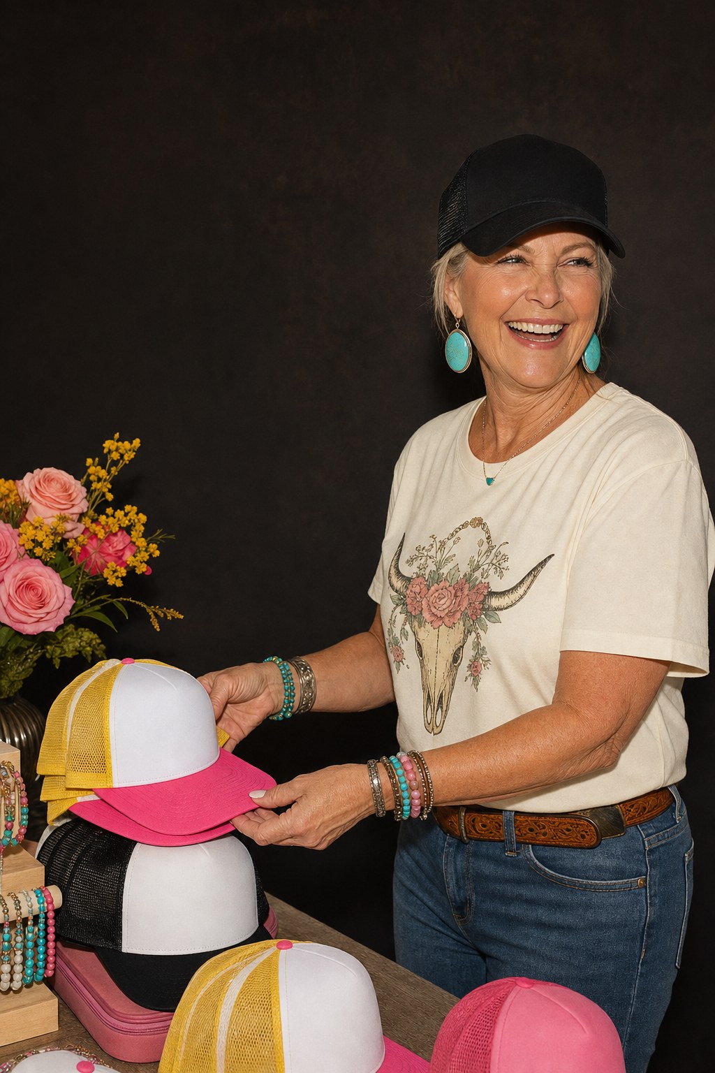 The Rusty Buffalo founder styling a custom trucker hat