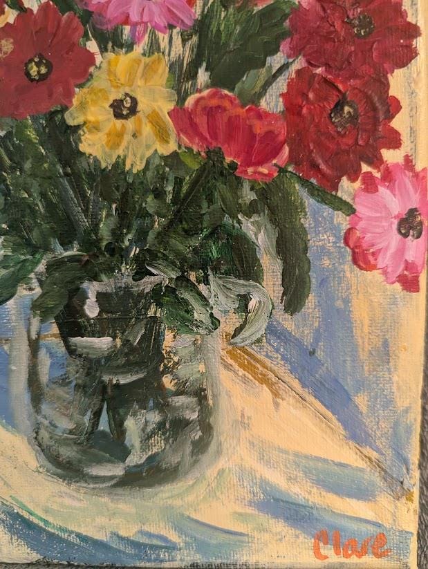 Original Acrylic Painting , Floral Still Life, Coastal Beach Scene, 11x14 Canvas, detail 4