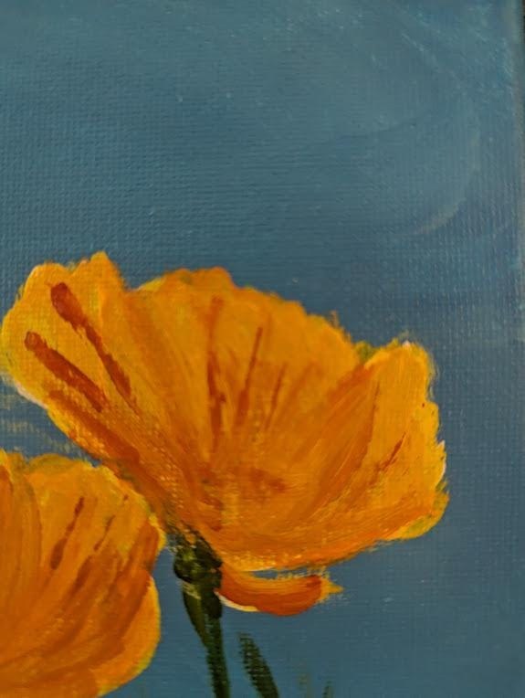 Where the Poppies Grow , Original 11x14 California Poppy Painting, detail 4