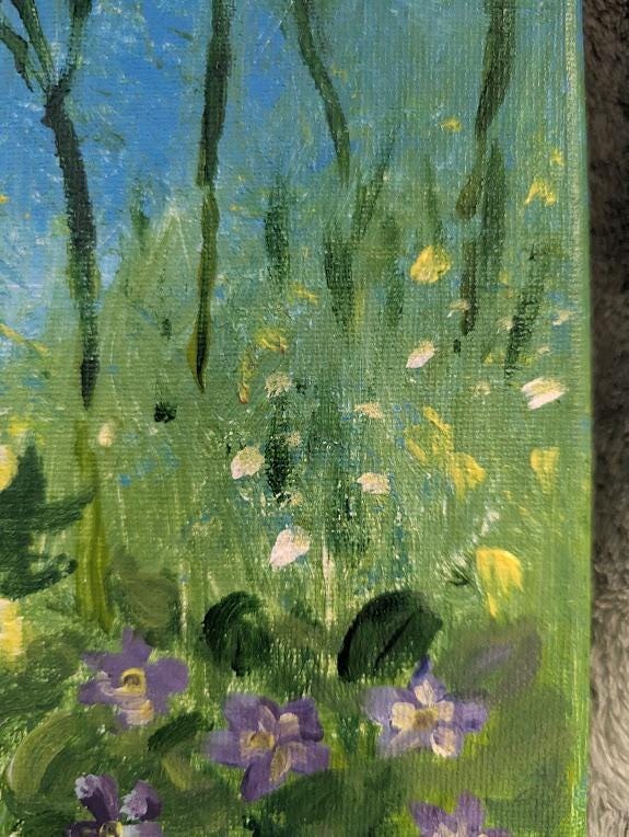 Where the Poppies Grow , Original 11x14 California Poppy Painting, detail 5