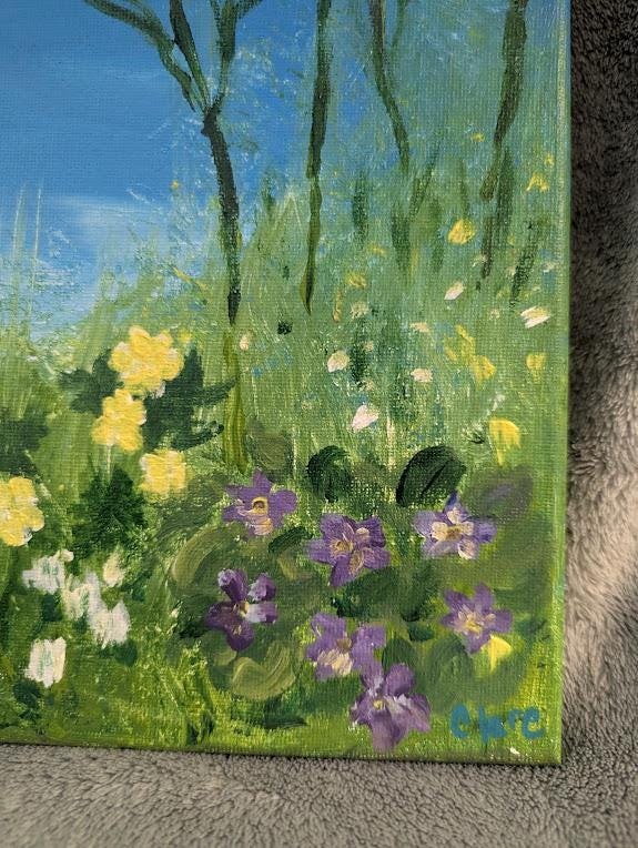 Where the Poppies Grow , Original 11x14 California Poppy Painting, detail 7
