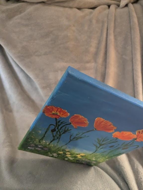 Where the Poppies Grow , Original 11x14 California Poppy Painting, detail 8